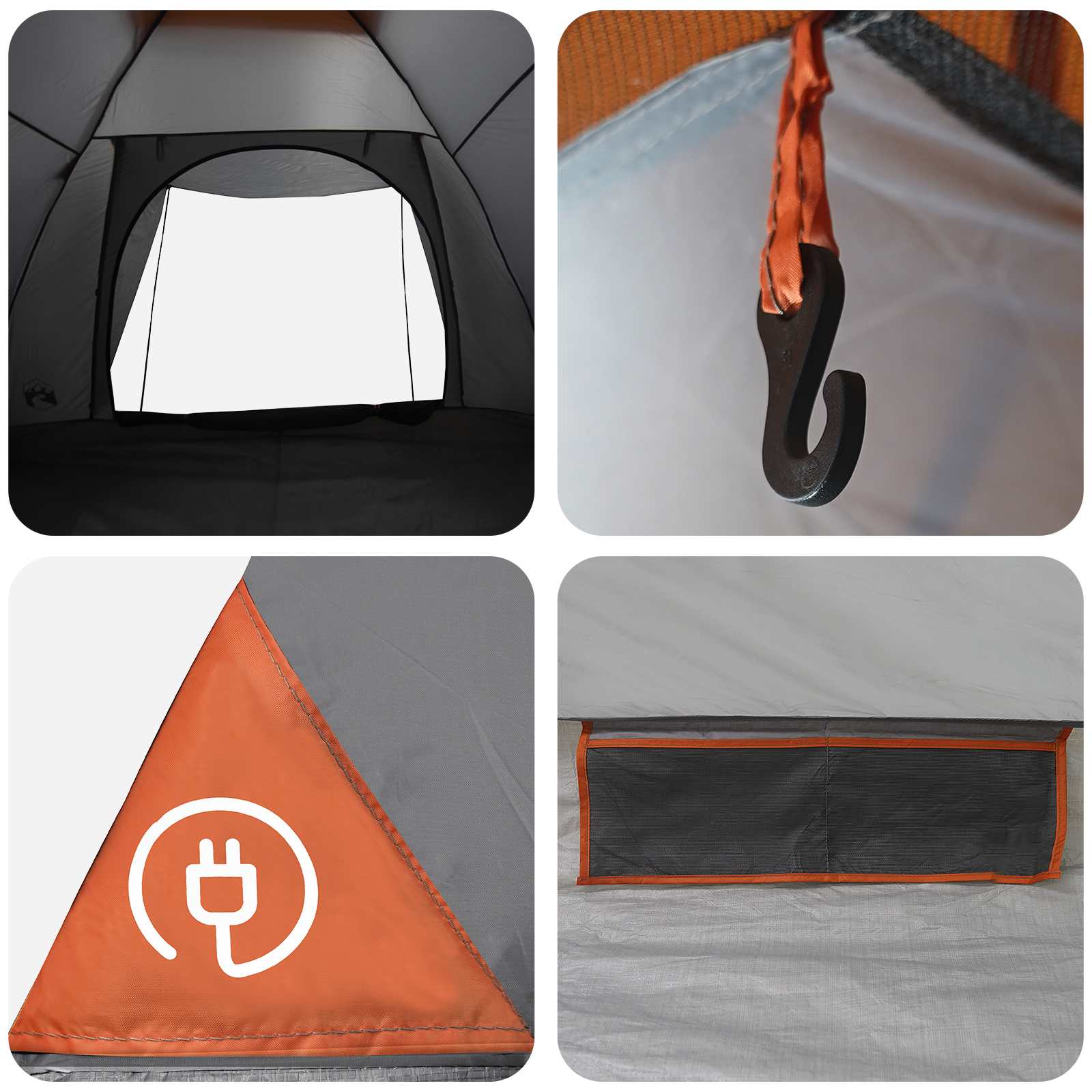 Tenda da campeggio 4 persona Grigio e arancione