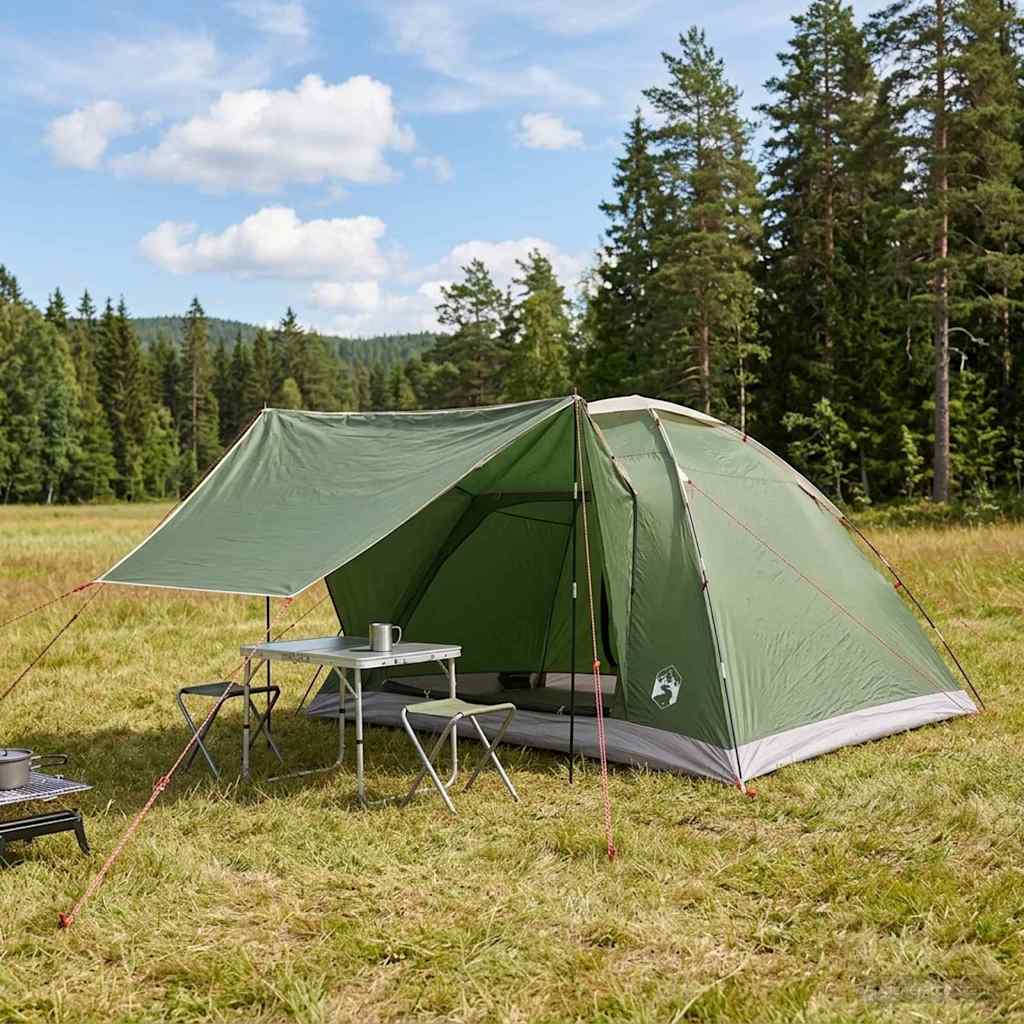 Tenda da campeggio 6 persona Verde Poliestere e Acciaio