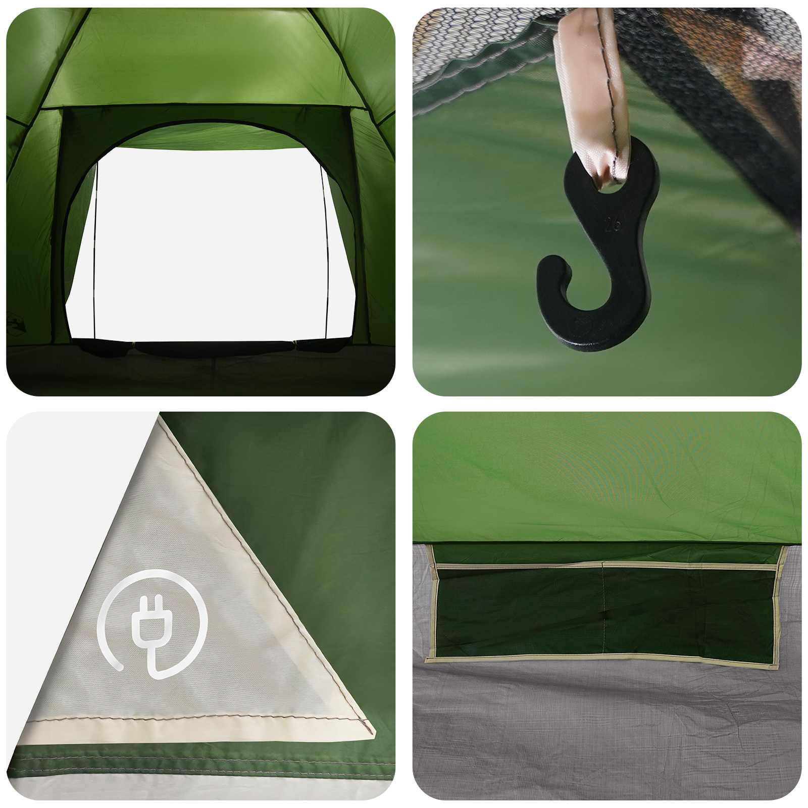 Tenda da campeggio 6 persona Verde Poliestere e Acciaio