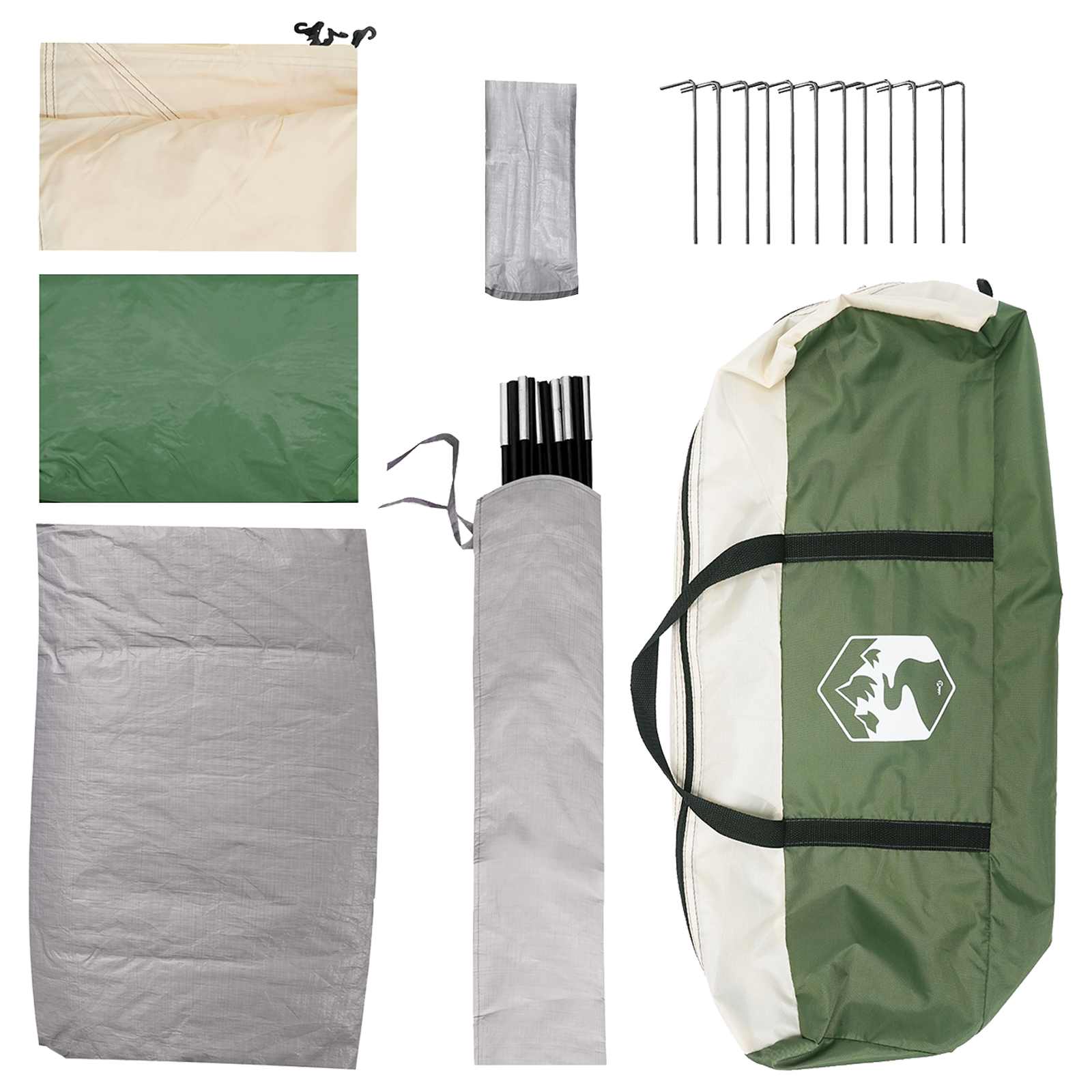 Tenda da campeggio 6 persona Verde Poliestere e Acciaio