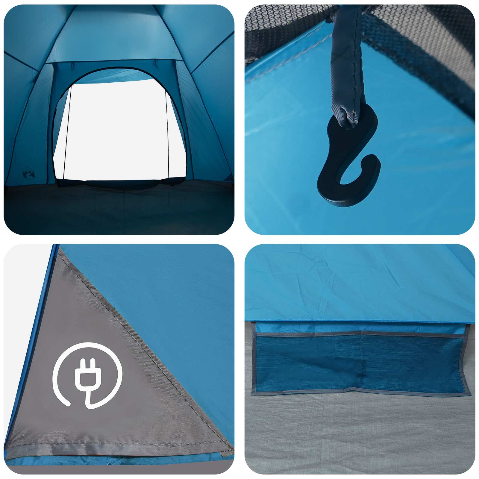 Tenda da campeggio 6 persona Blu Poliestere e Acciaio