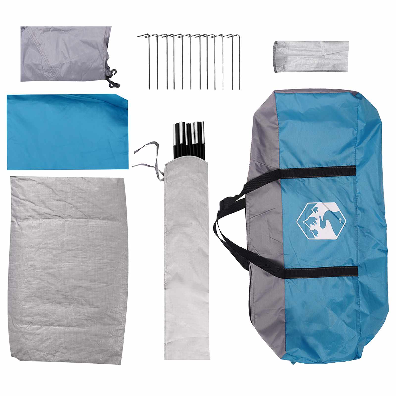 Tenda da campeggio 6 persona Blu Poliestere e Acciaio