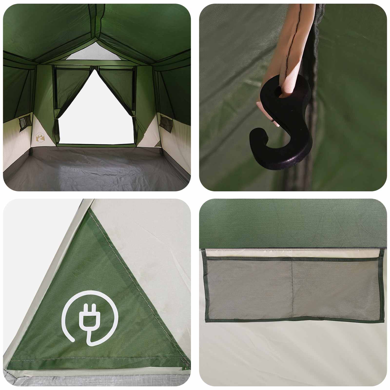 Tenda a tunnel 8 persona Verde Poliestere e Acciaio
