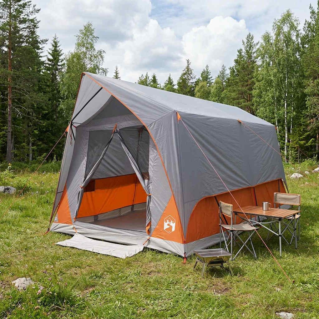 Tenda a tunnel 8 persona Grigio e arancione