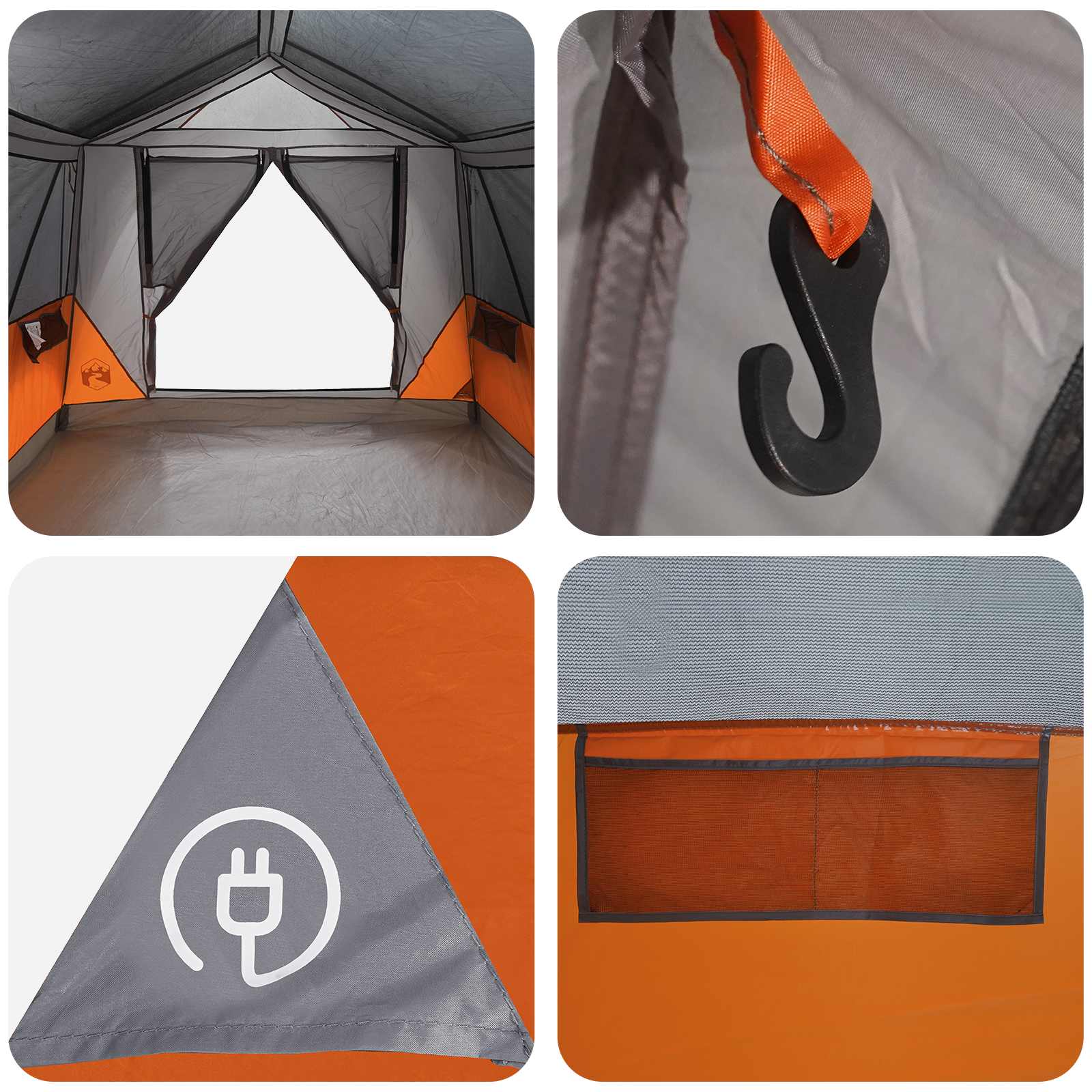 Tenda a tunnel 8 persona Grigio e arancione