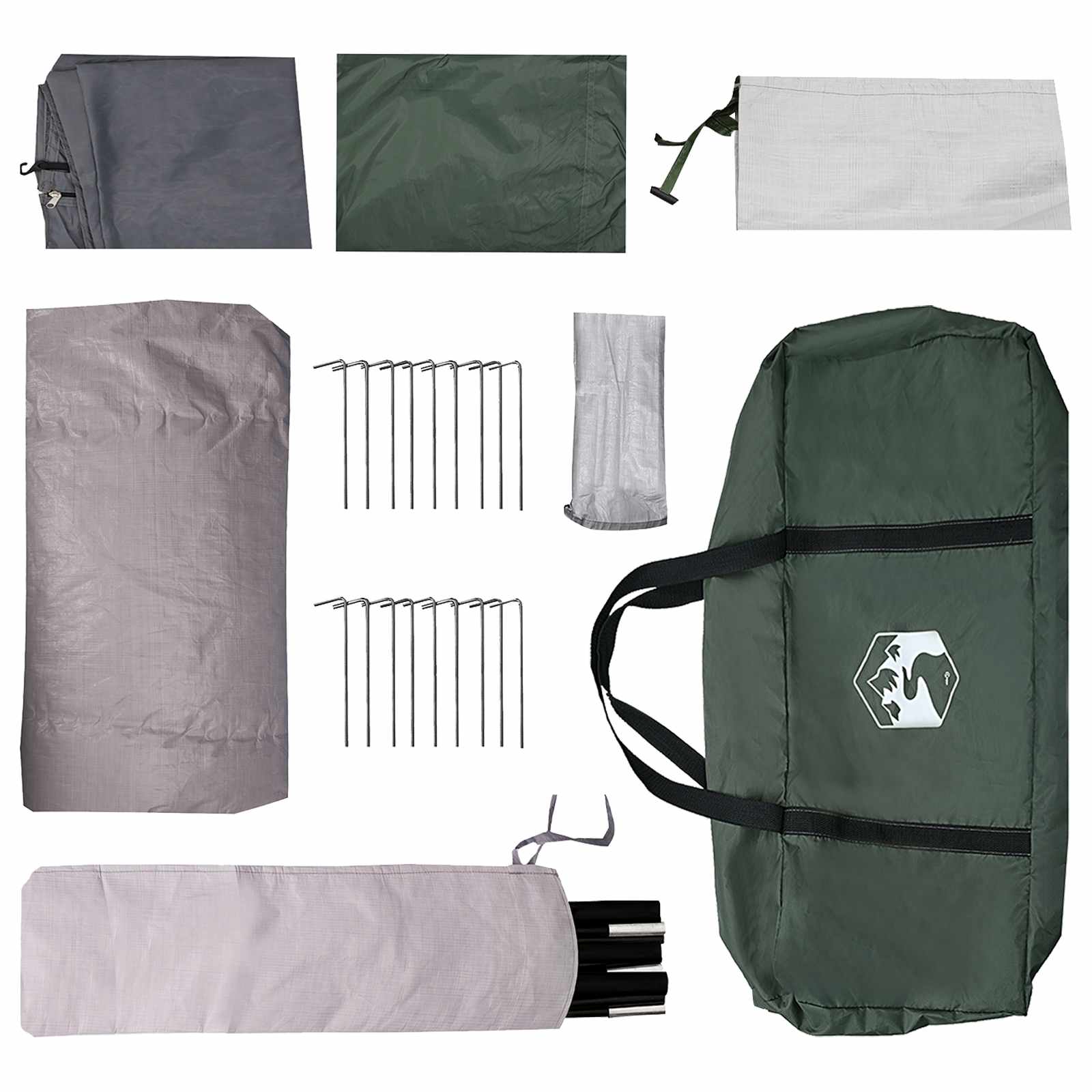 Tenda a tunnel 8 persona Verde militare Poliestere e Acciaio