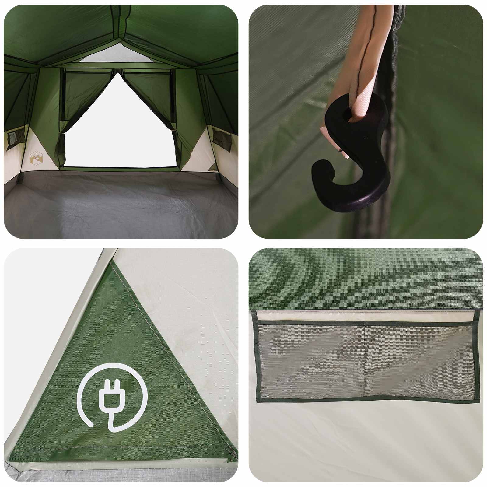 Tenda a tunnel 6 persona Verde Poliestere e Acciaio