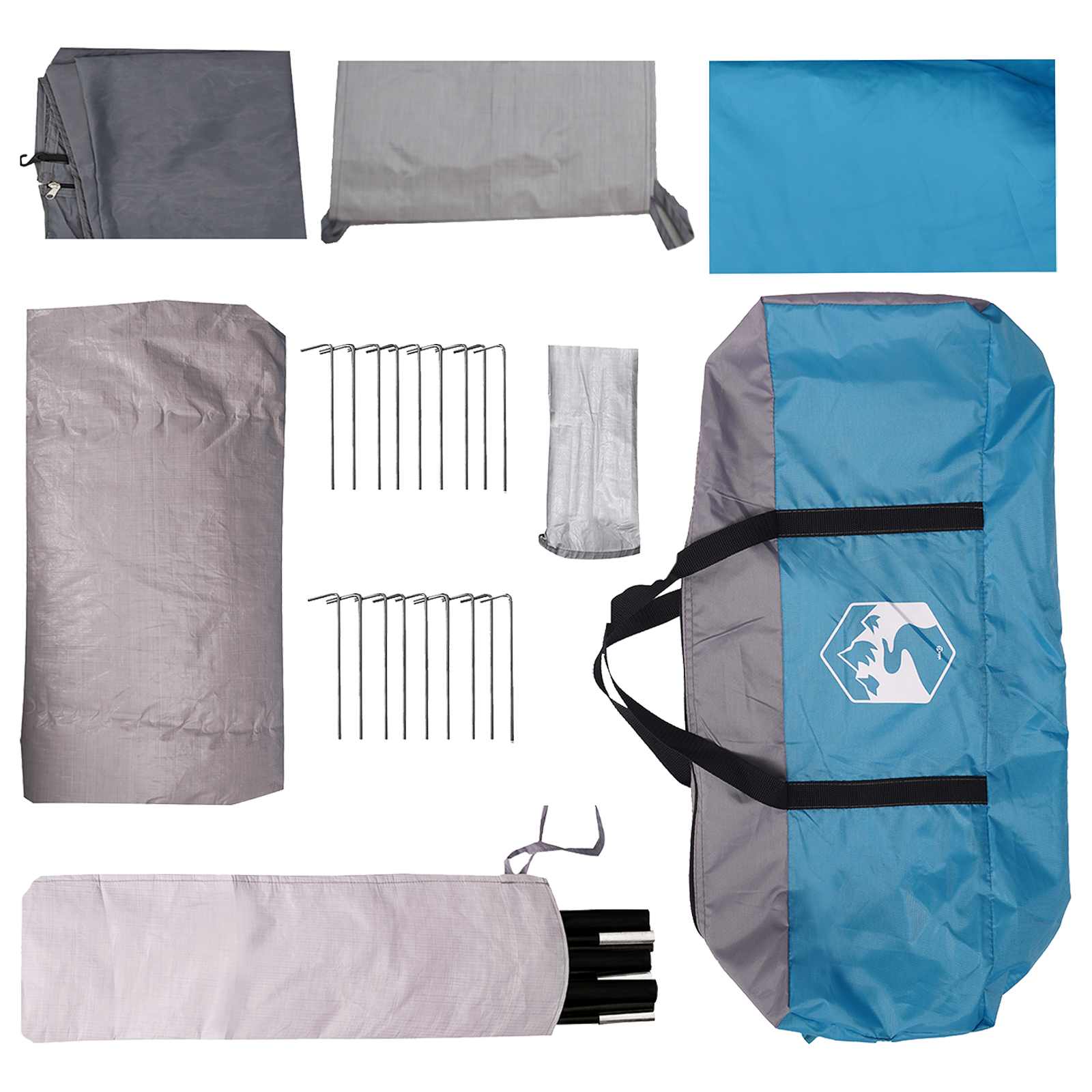 Tenda a tunnel 6 persona Blu Poliestere e Acciaio