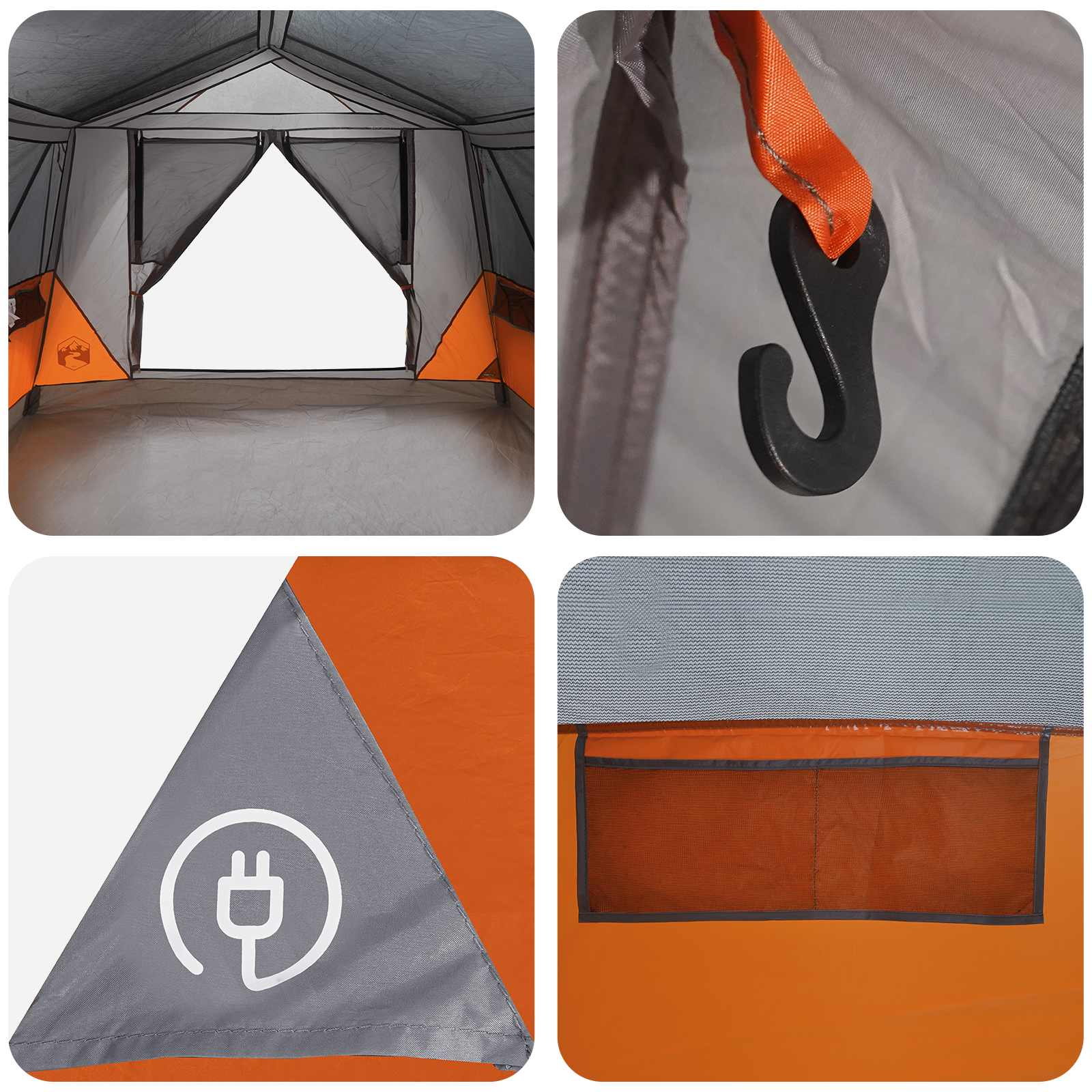 Tenda a tunnel 6 persona Grigio e arancione