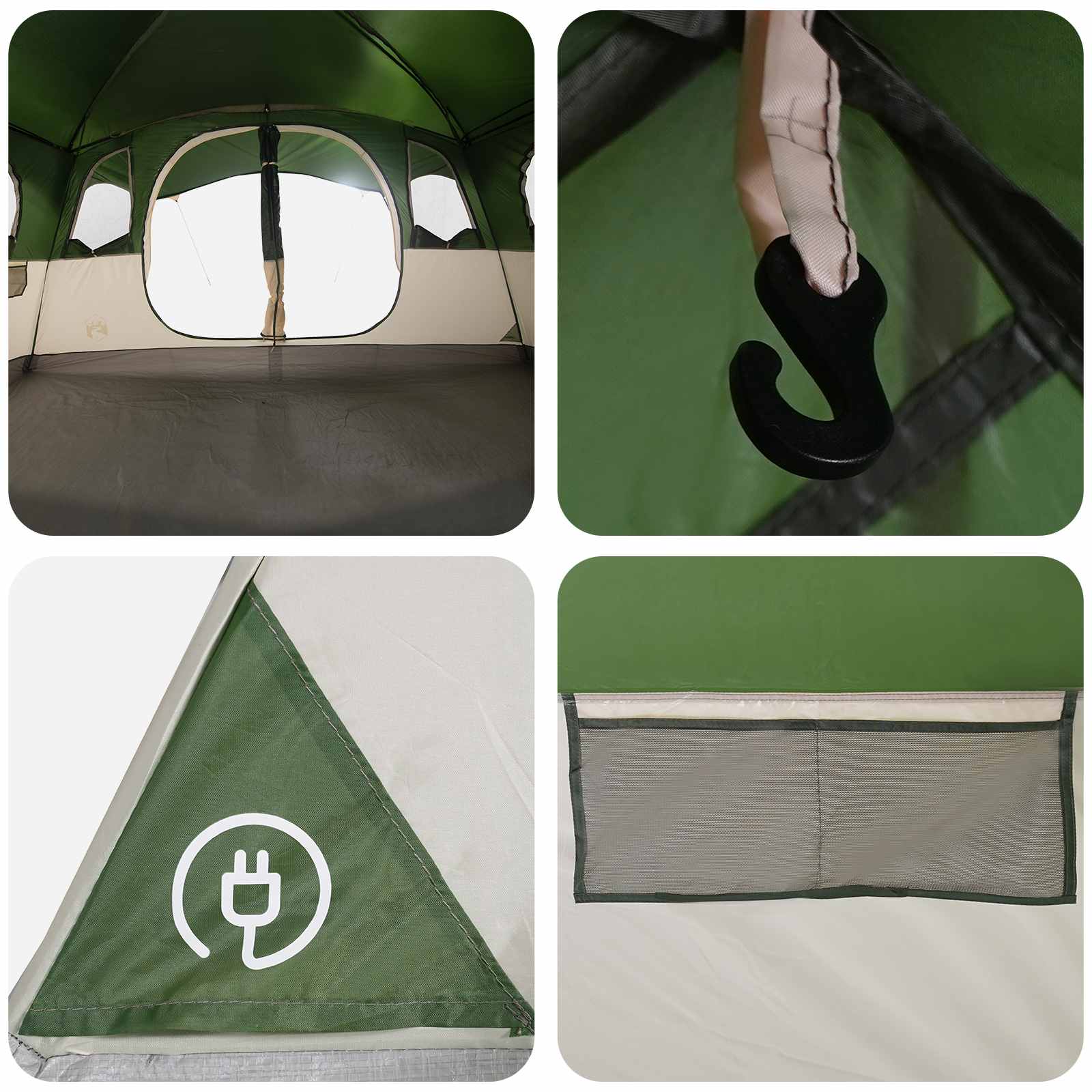 Tenda a tunnel 6 persona Verde Poliestere e Acciaio