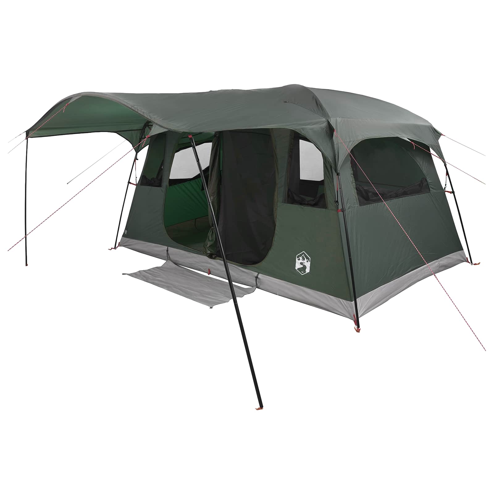Tenda a tunnel 6 persona Verde militare Poliestere e Acciaio