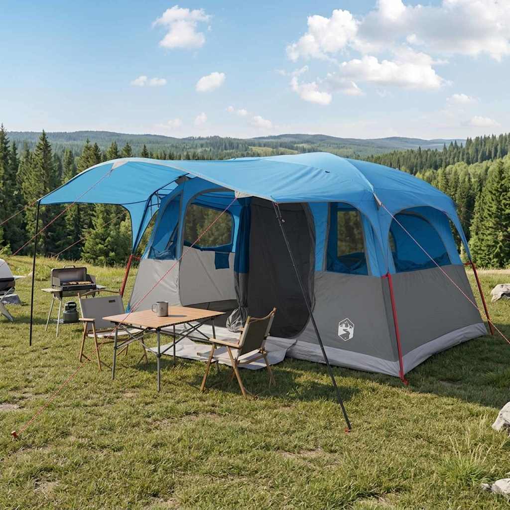 Tenda a tunnel 10 persona Blu Poliestere e Acciaio