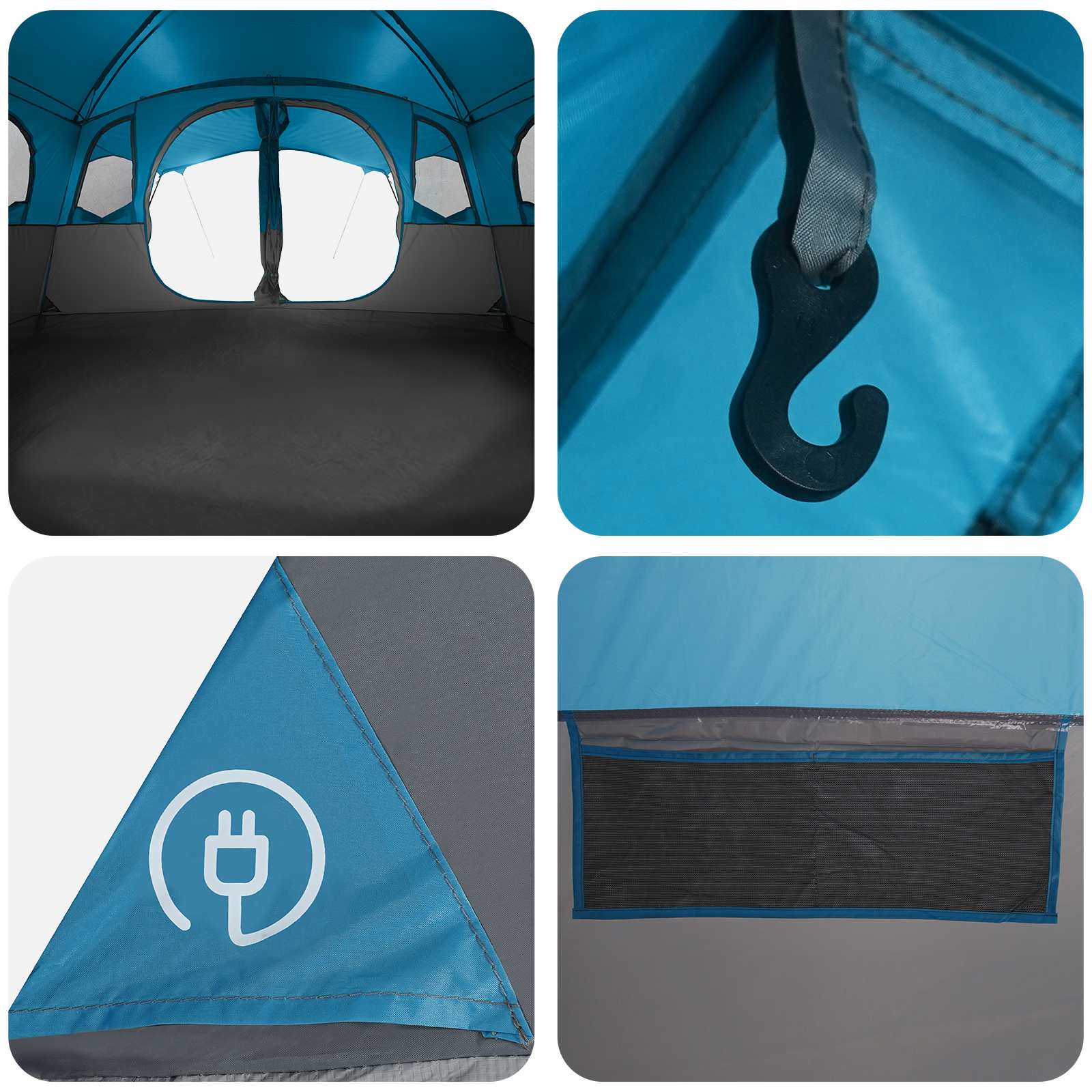 Tenda a tunnel 10 persona Blu Poliestere e Acciaio