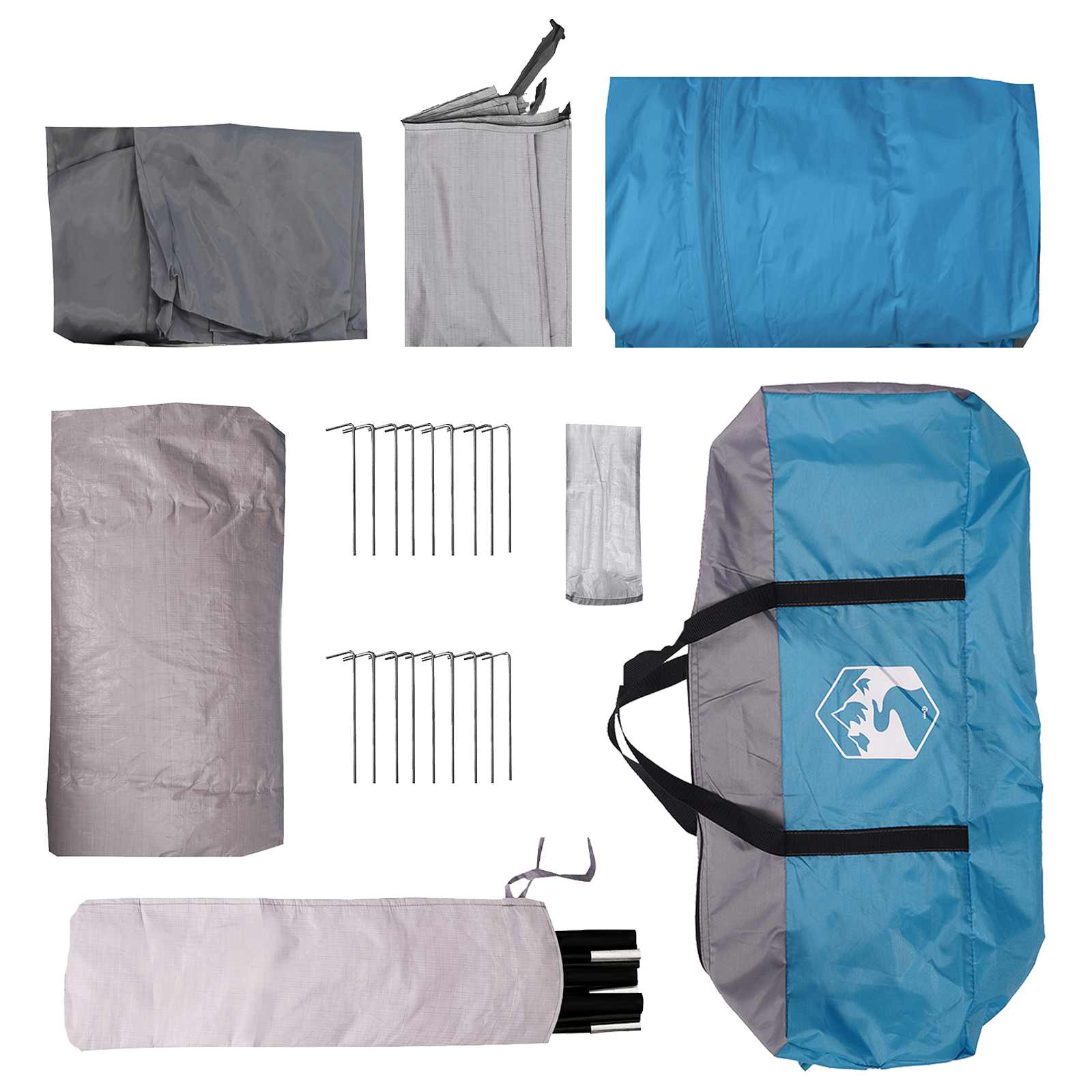 Tenda a tunnel 10 persona Blu Poliestere e Acciaio
