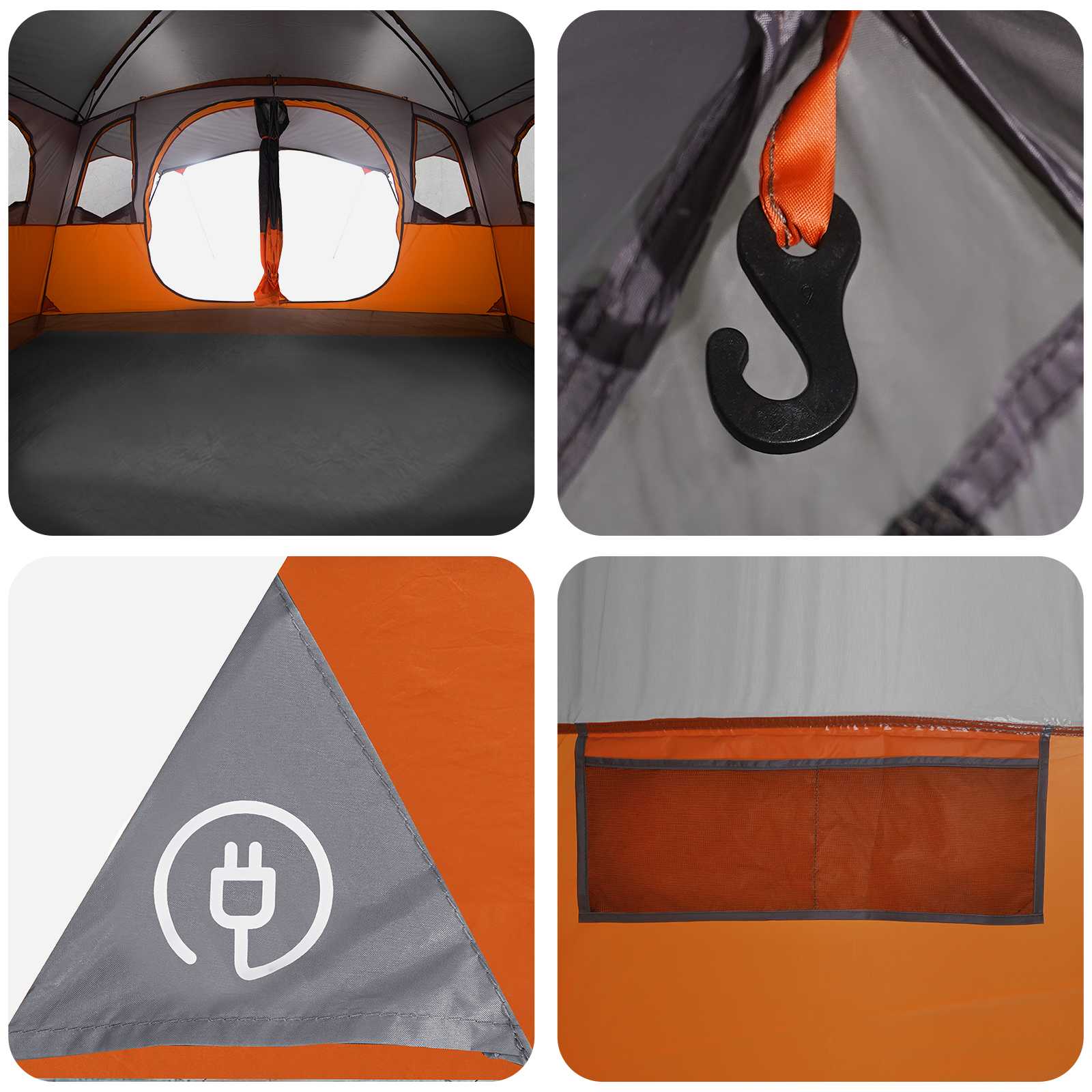 Tenda a tunnel 10 persona Grigio e arancione