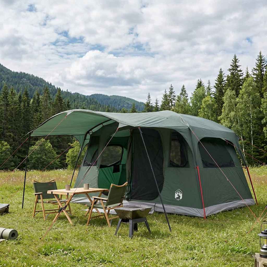 Tenda a tunnel 10 persona Verde militare Poliestere e Acciaio