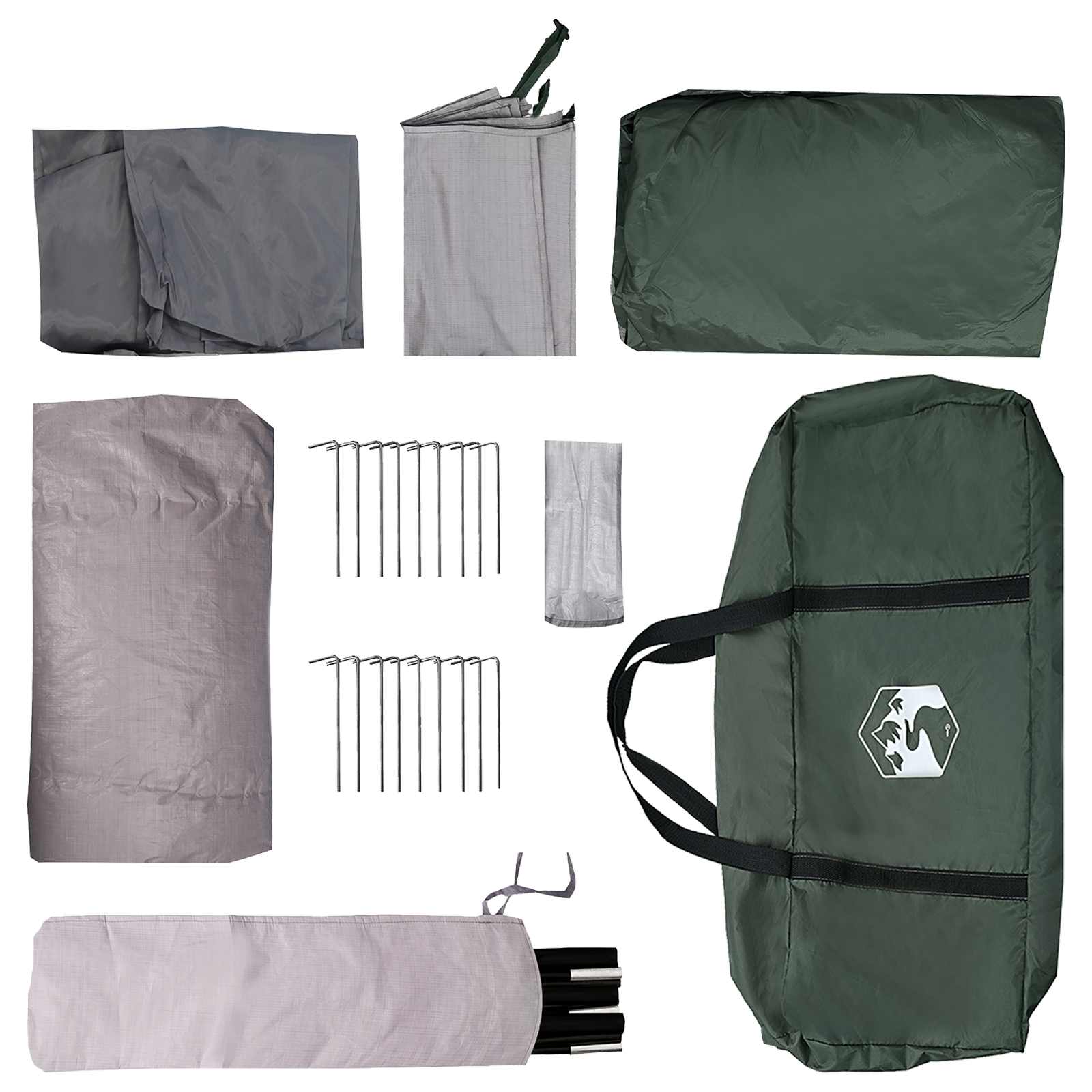Tenda a tunnel 10 persona Verde militare Poliestere e Acciaio