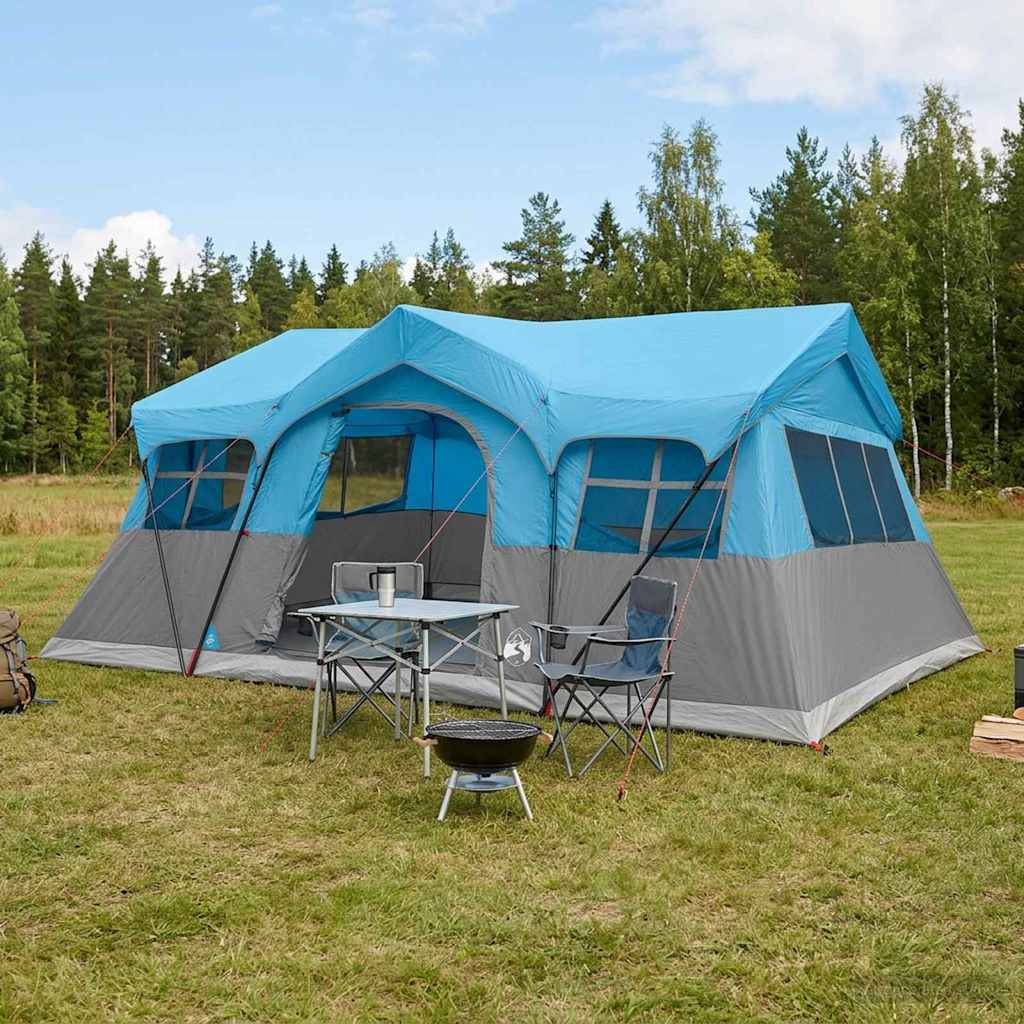 Tenda Familiare Blu 10 persone Poliestere e Acciaio