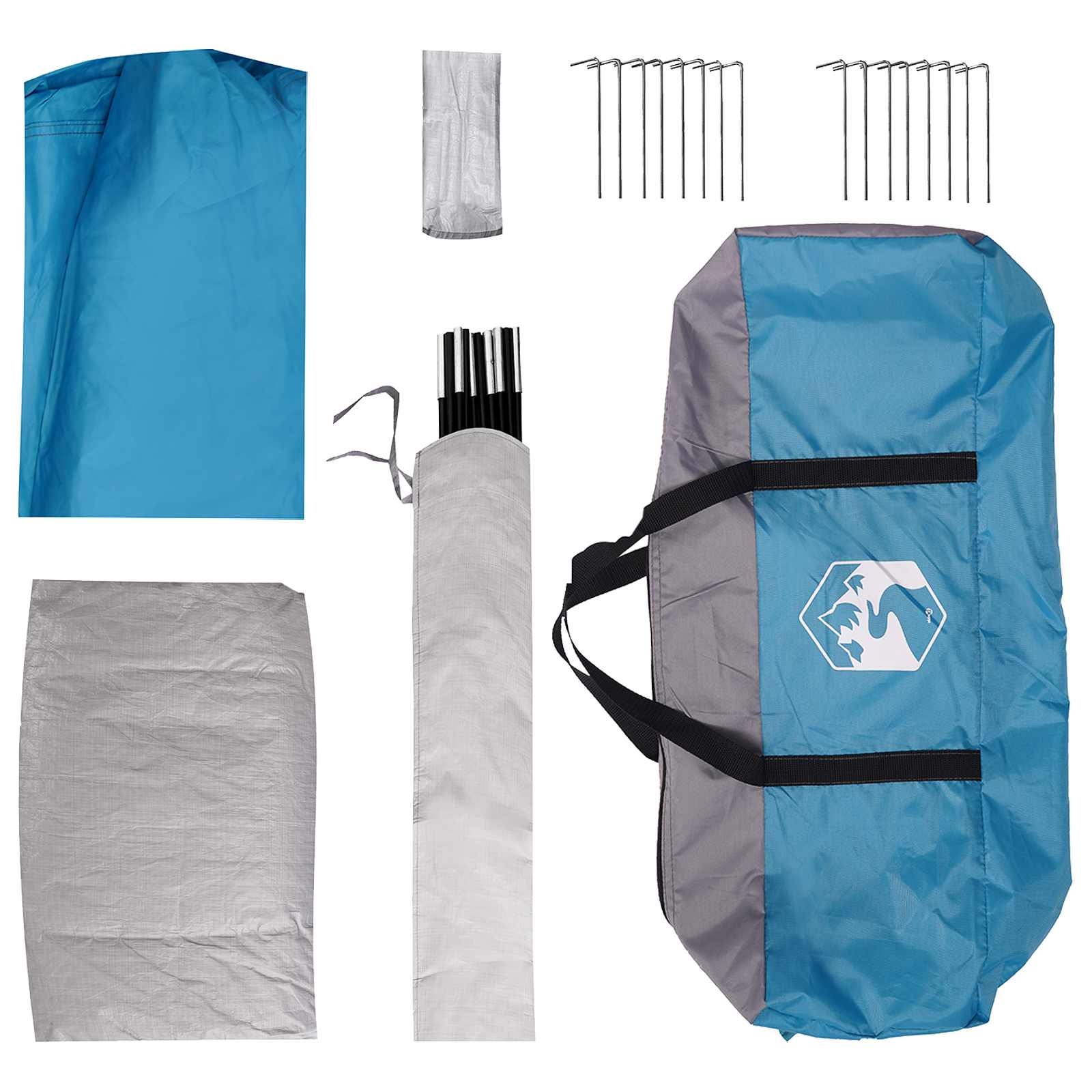 Tenda Familiare Blu 10 persone Poliestere e Acciaio