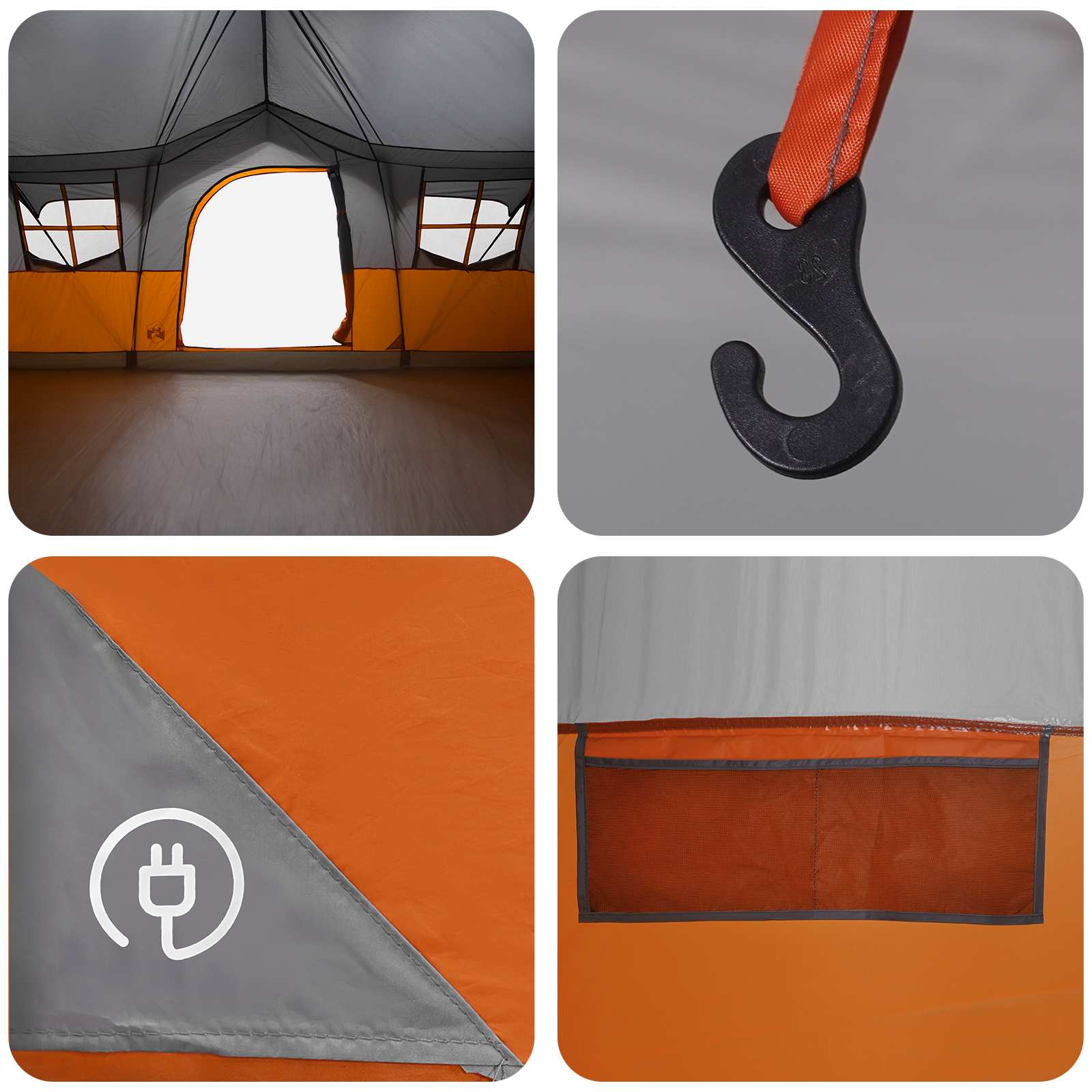 Tenda Familiare Grigio e arancione 10 persone