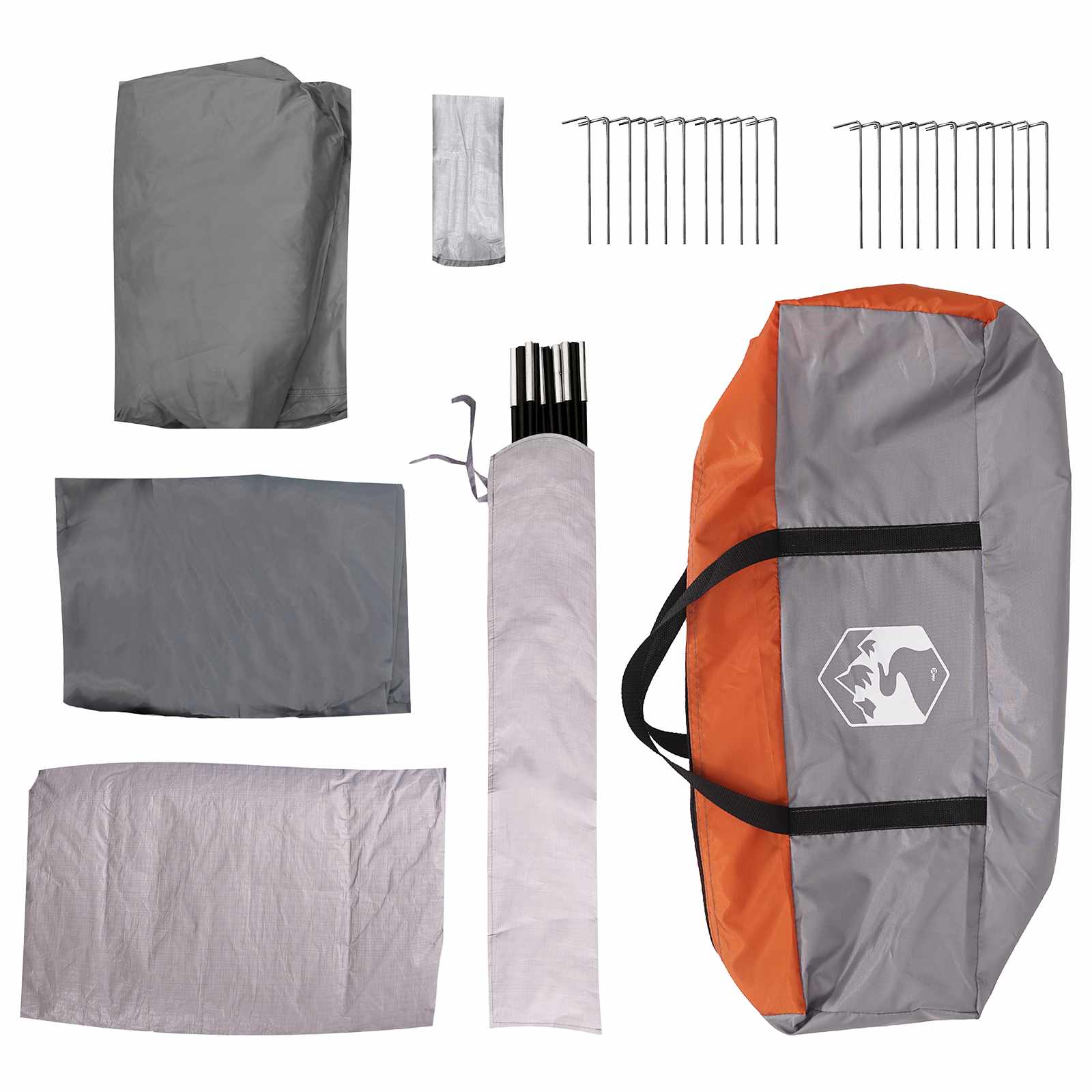 Tenda a tunnel Grigio e arancione 6 persone