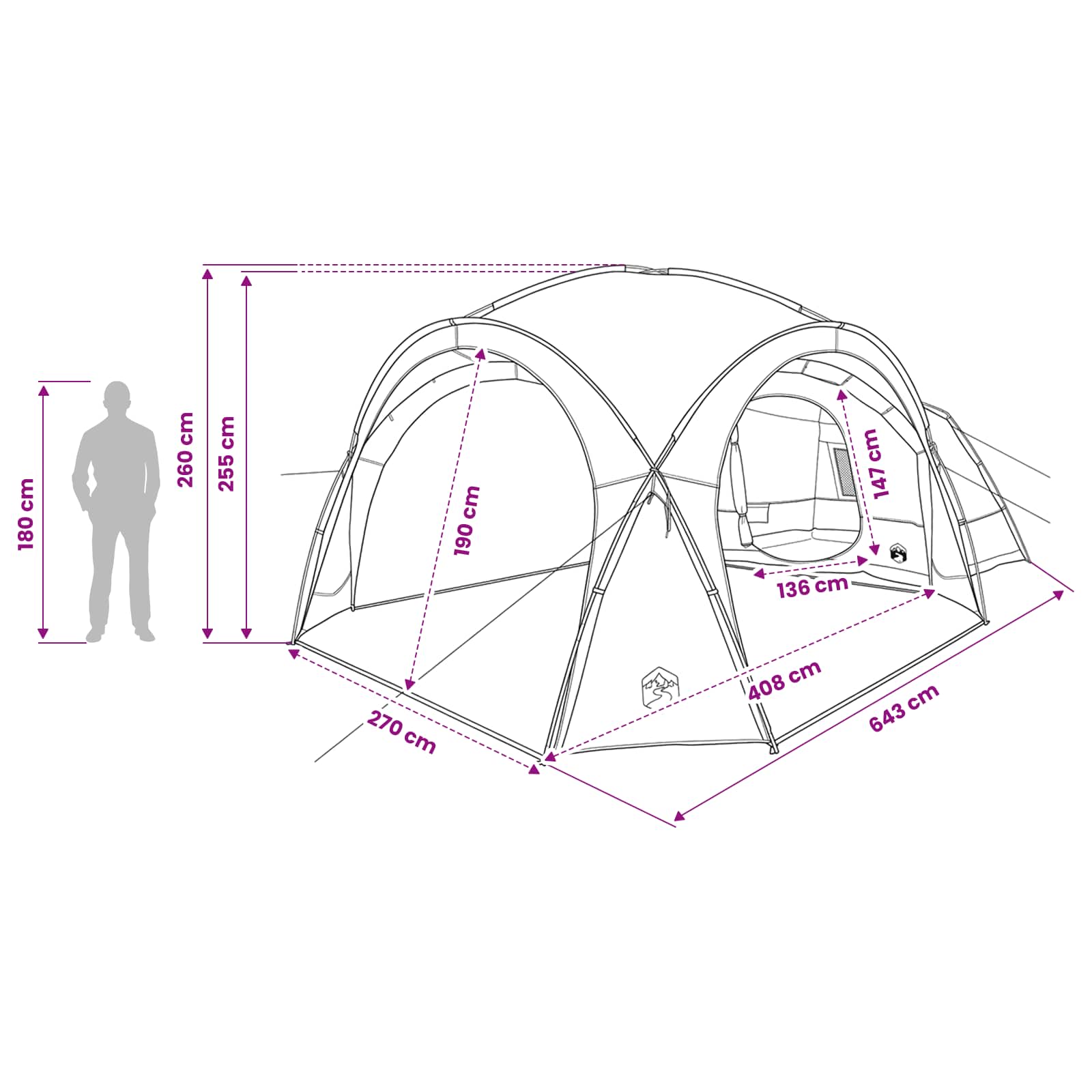 Tenda Laterale Blu 643 x 408 x 260 cm Poliestere e Acciaio