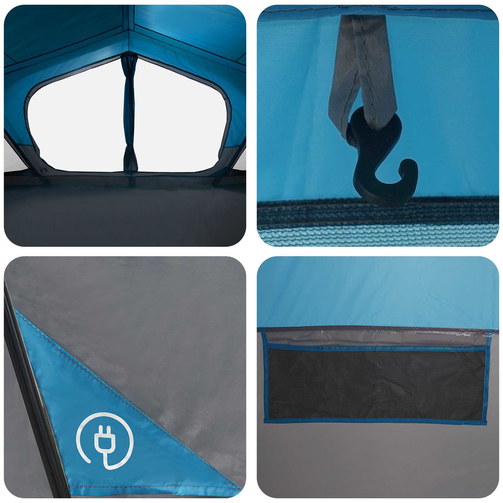 Tenda Capanna Blu 10 persone Poliestere e Acciaio