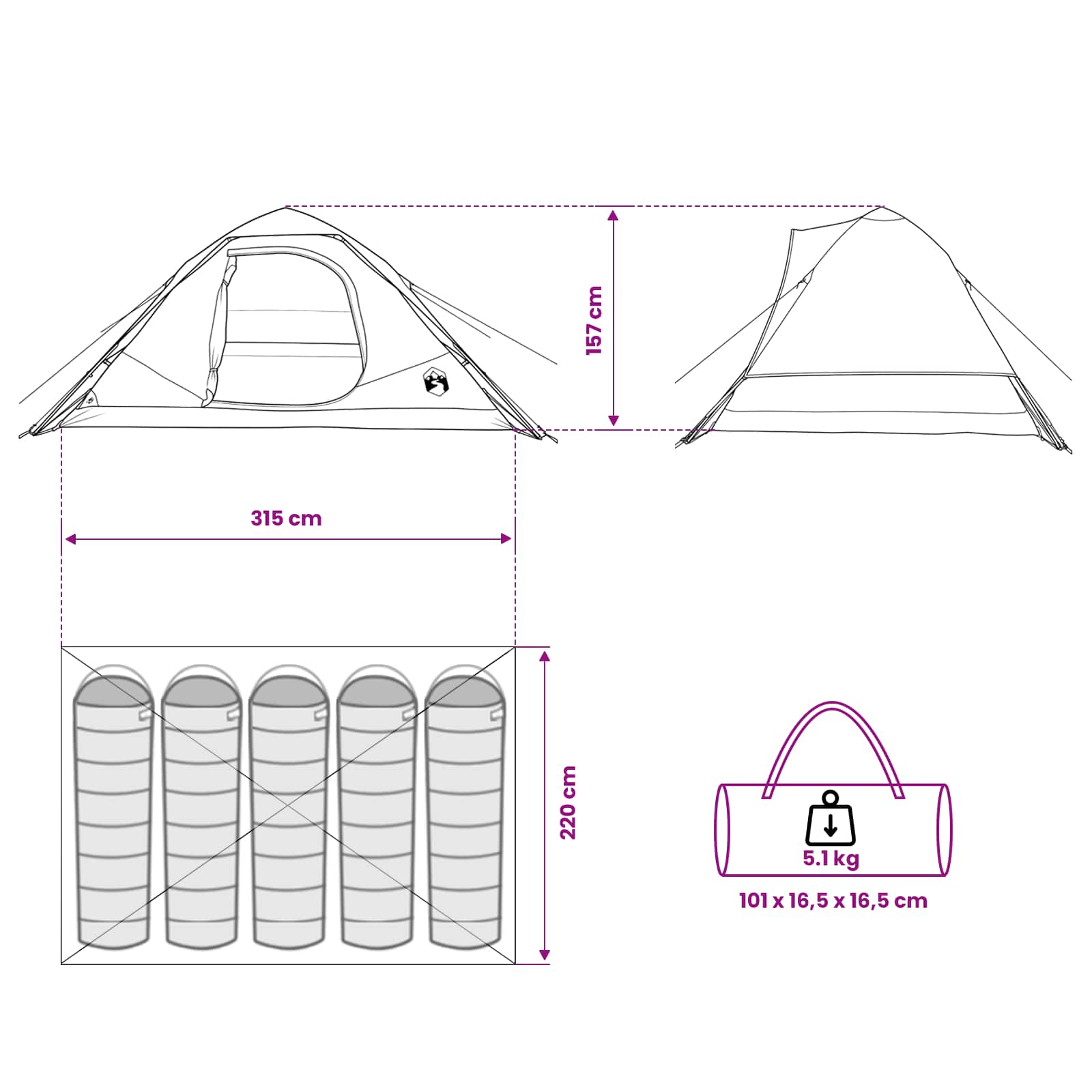 Tenda Istantanea Blu 305 x 215 x 140 cm Poliestere e Acciaio