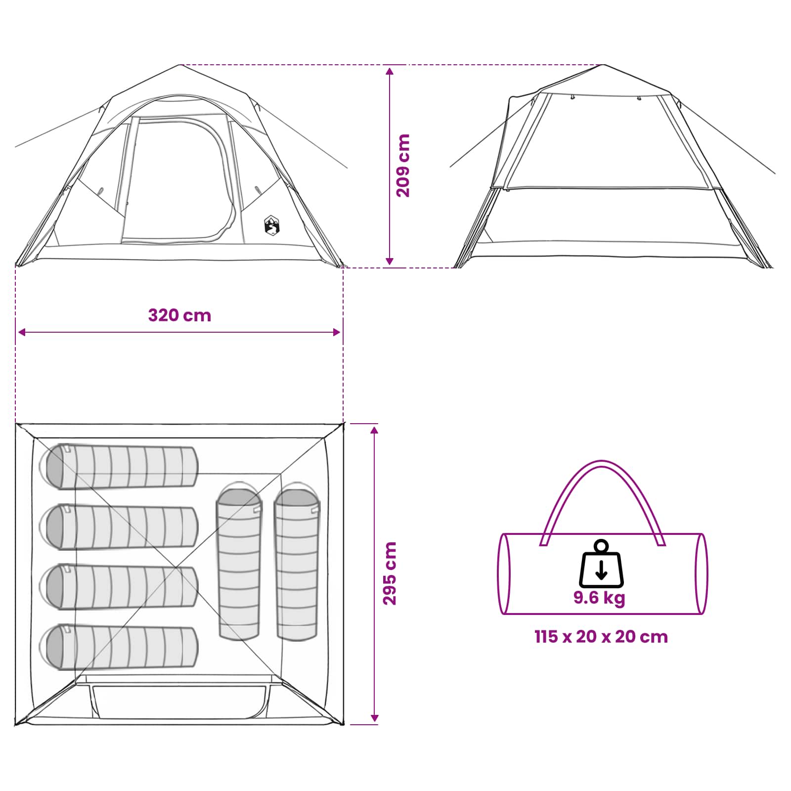 Tenda Istantanea Grigio e arancione 305 x 275 x 190 cm