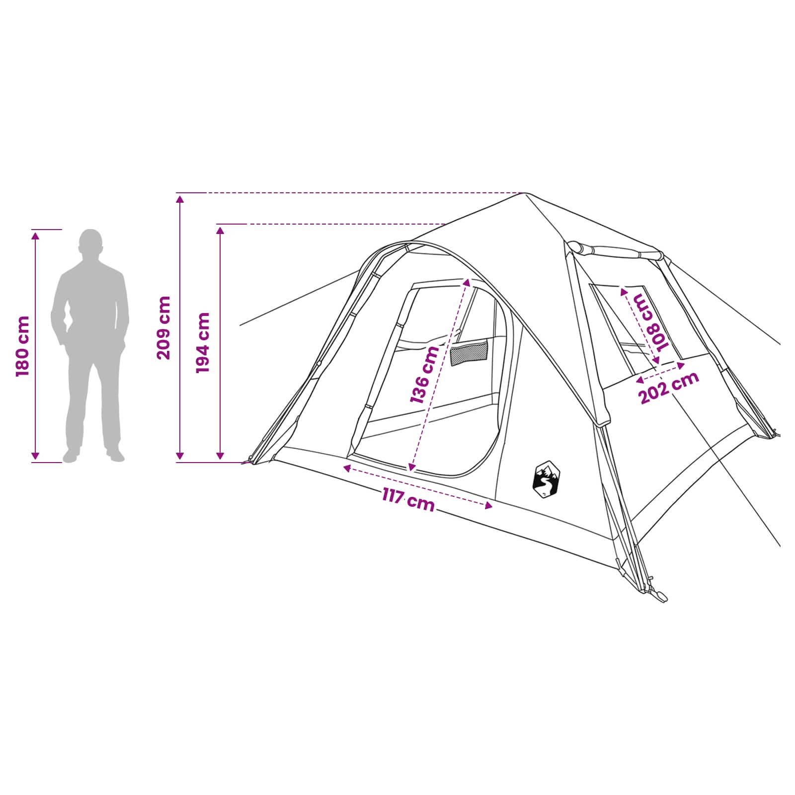 Tenda Istantanea Verde militare 305 x 275 x 190 cm