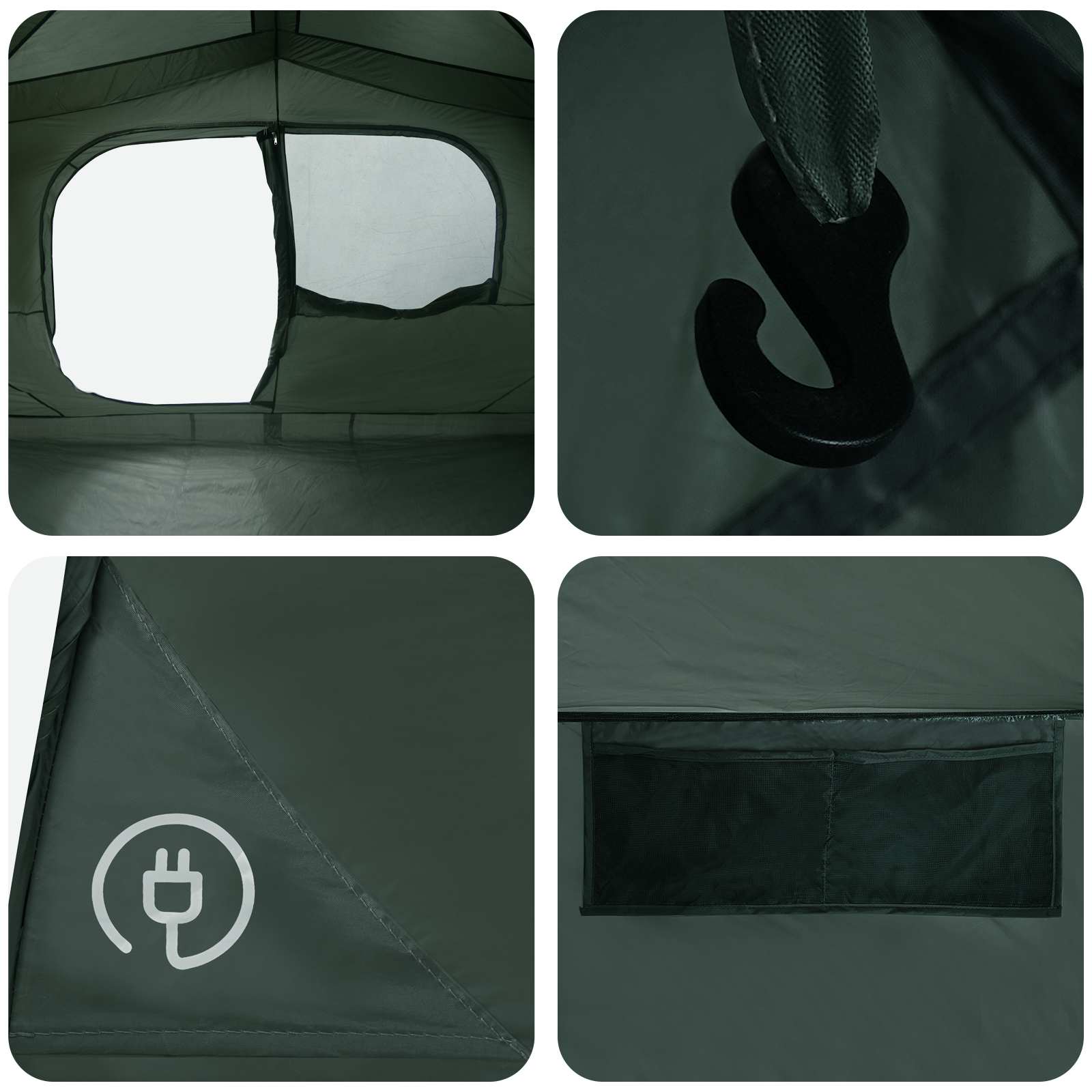 Tenda Istantanea 8 persona Verde militare Poliestere e Acciaio