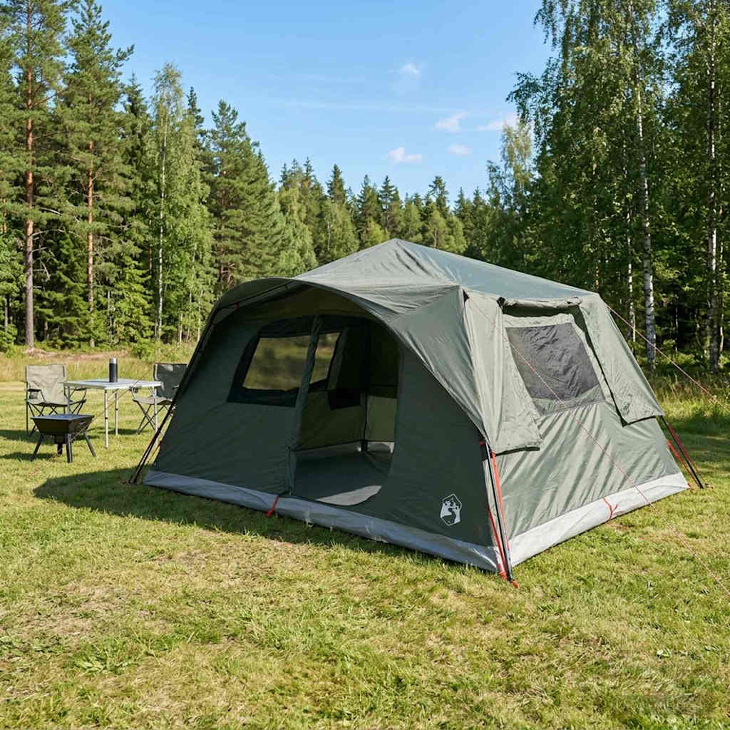 Tenda Istantanea 10 persona Verde militare Poliestere e Acciaio