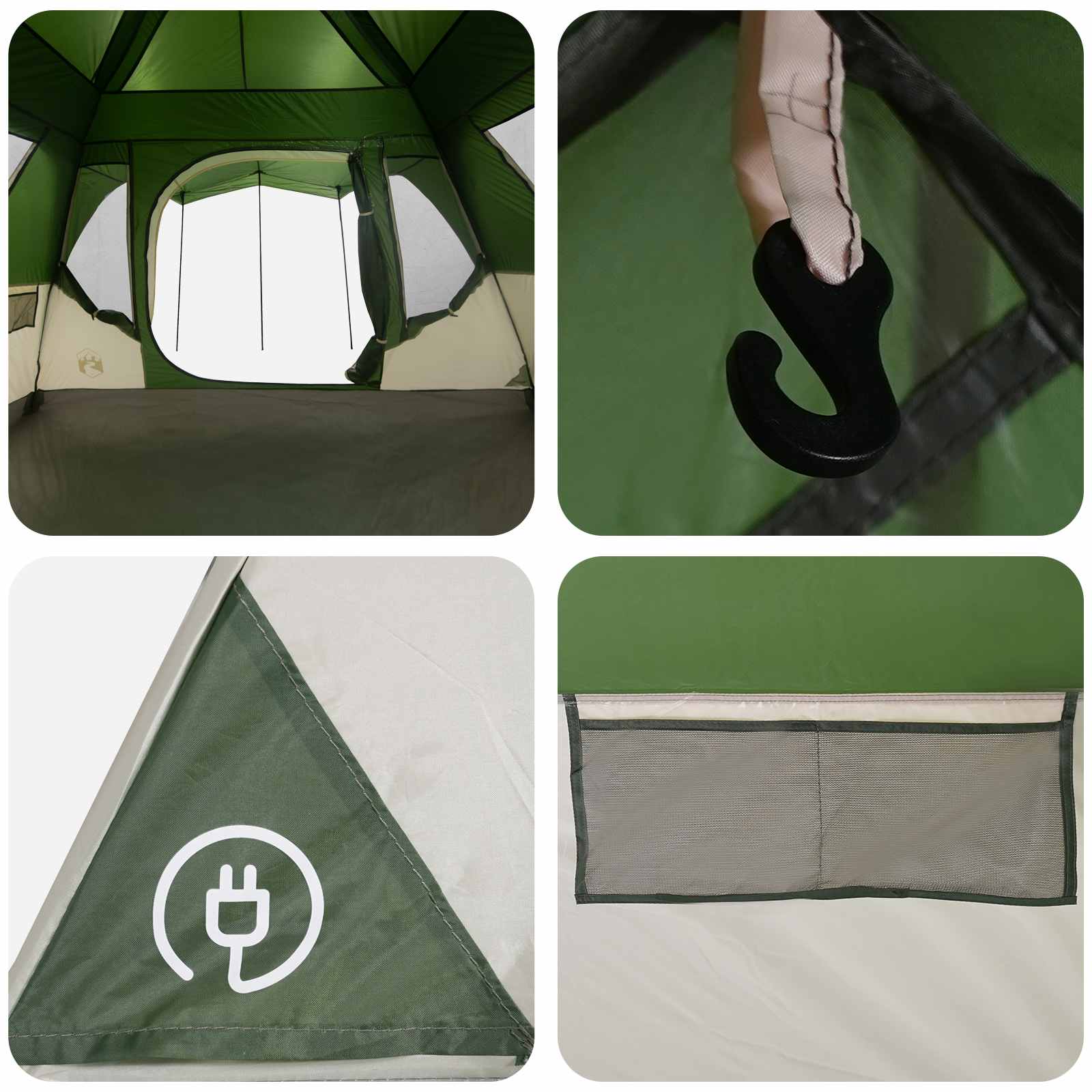 Tenda Familiare Verde 6 persone Poliestere e Acciaio