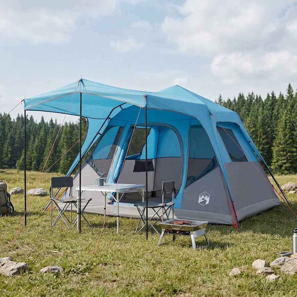 Tenda Familiare Blu 6 persone Poliestere e Acciaio