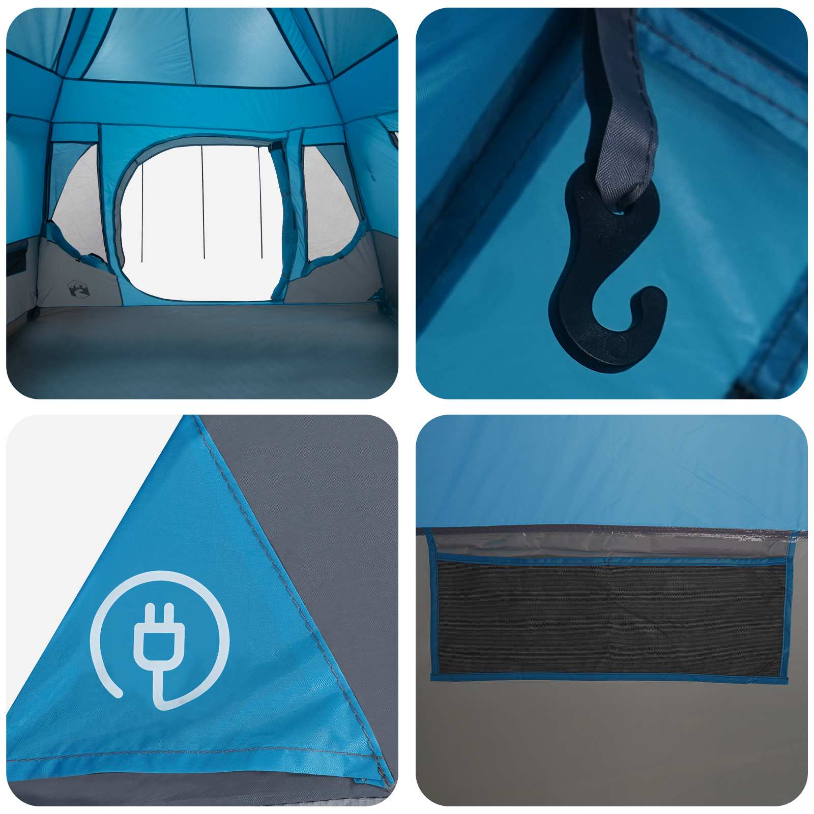 Tenda Familiare Blu 6 persone Poliestere e Acciaio