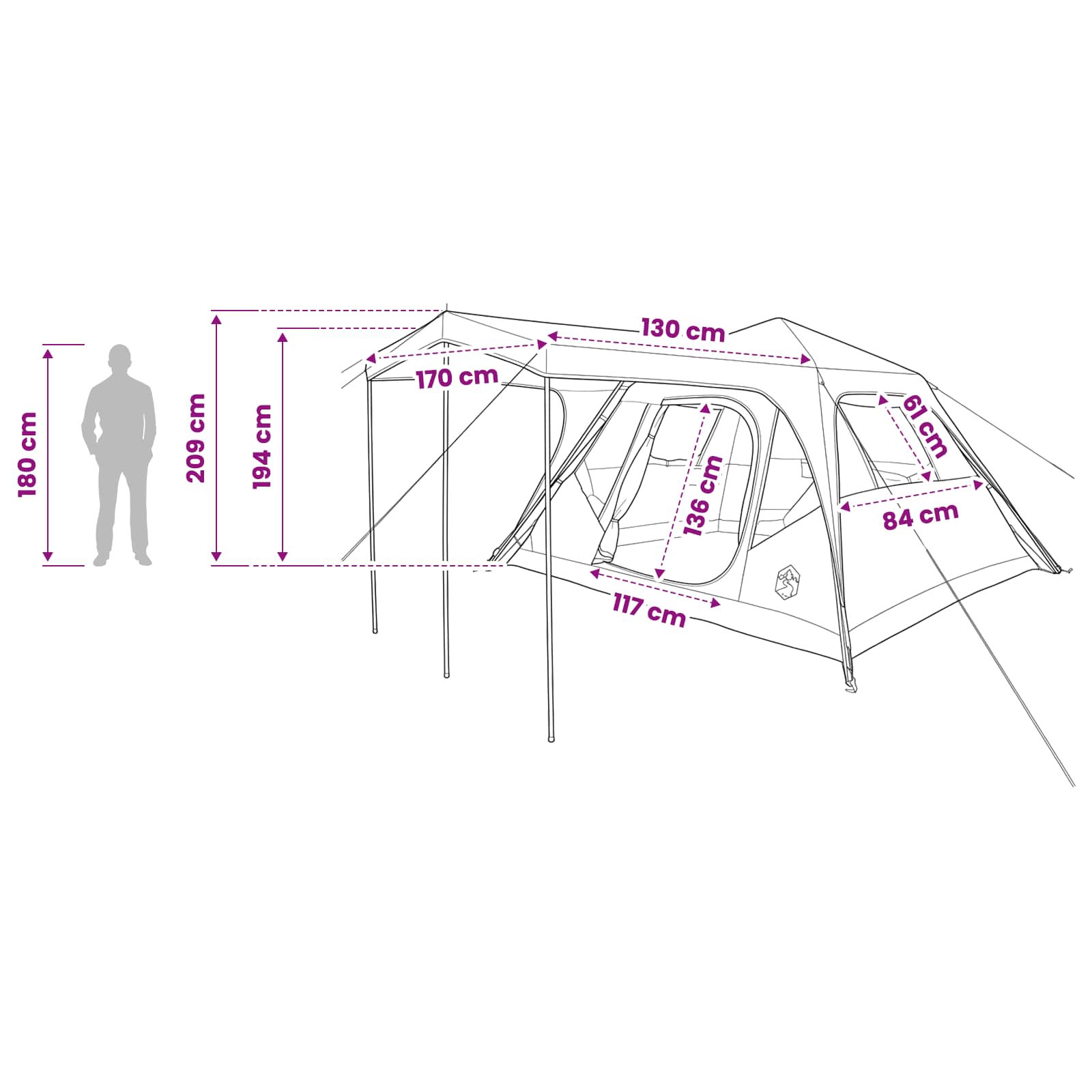 Tenda Familiare Grigio e arancione 6 persone