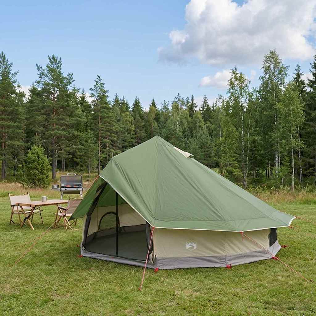 Tenda Tipi 18 persona Verde Poliestere e Acciaio
