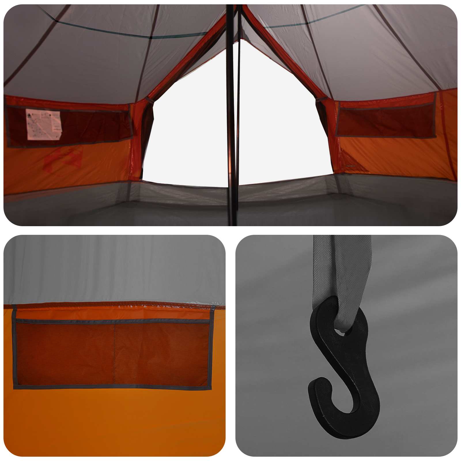 Tenda Tipi 18 persona Grigio e arancione Poliestere e Acciaio