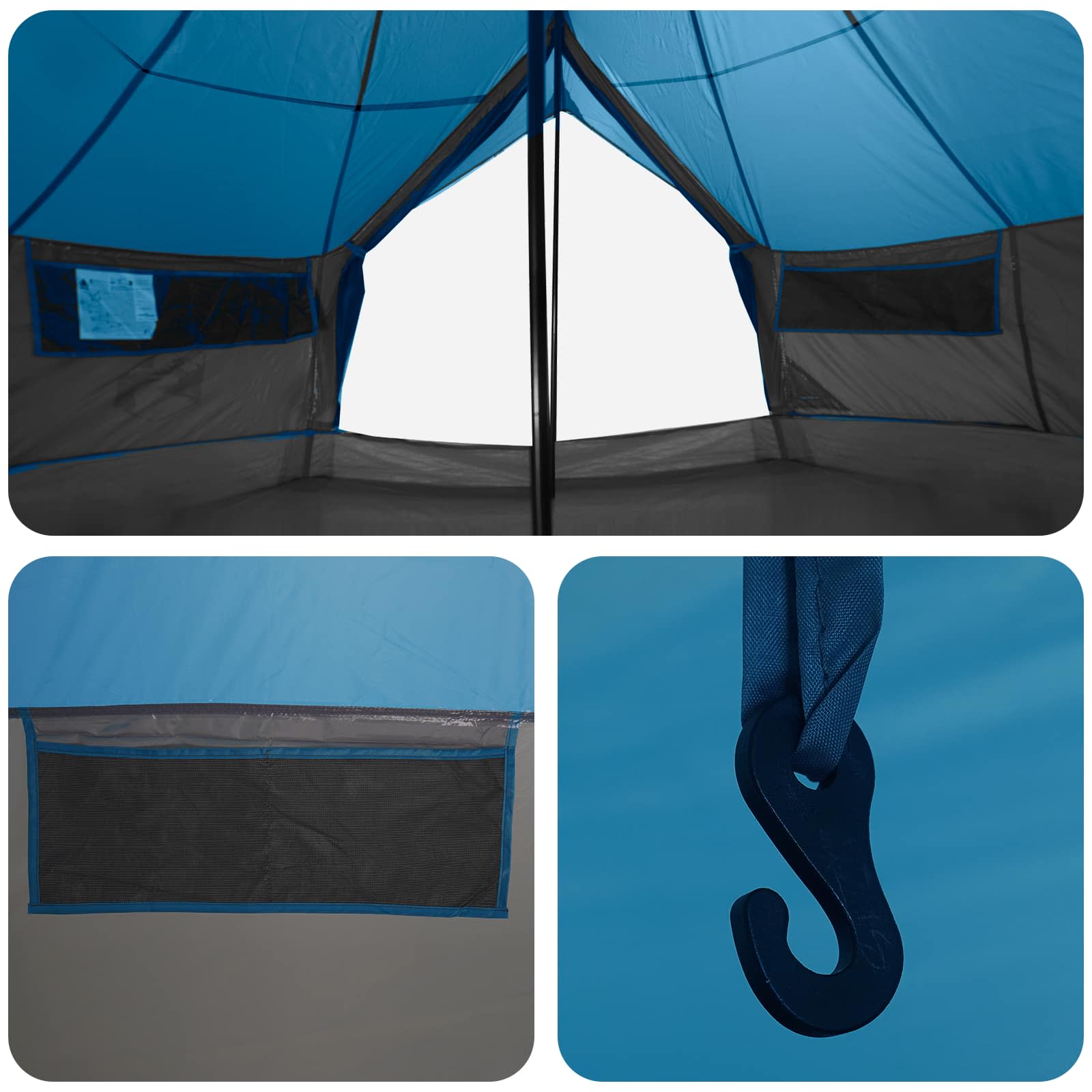 Tenda Tipi 20 persona Blu Poliestere e Acciaio