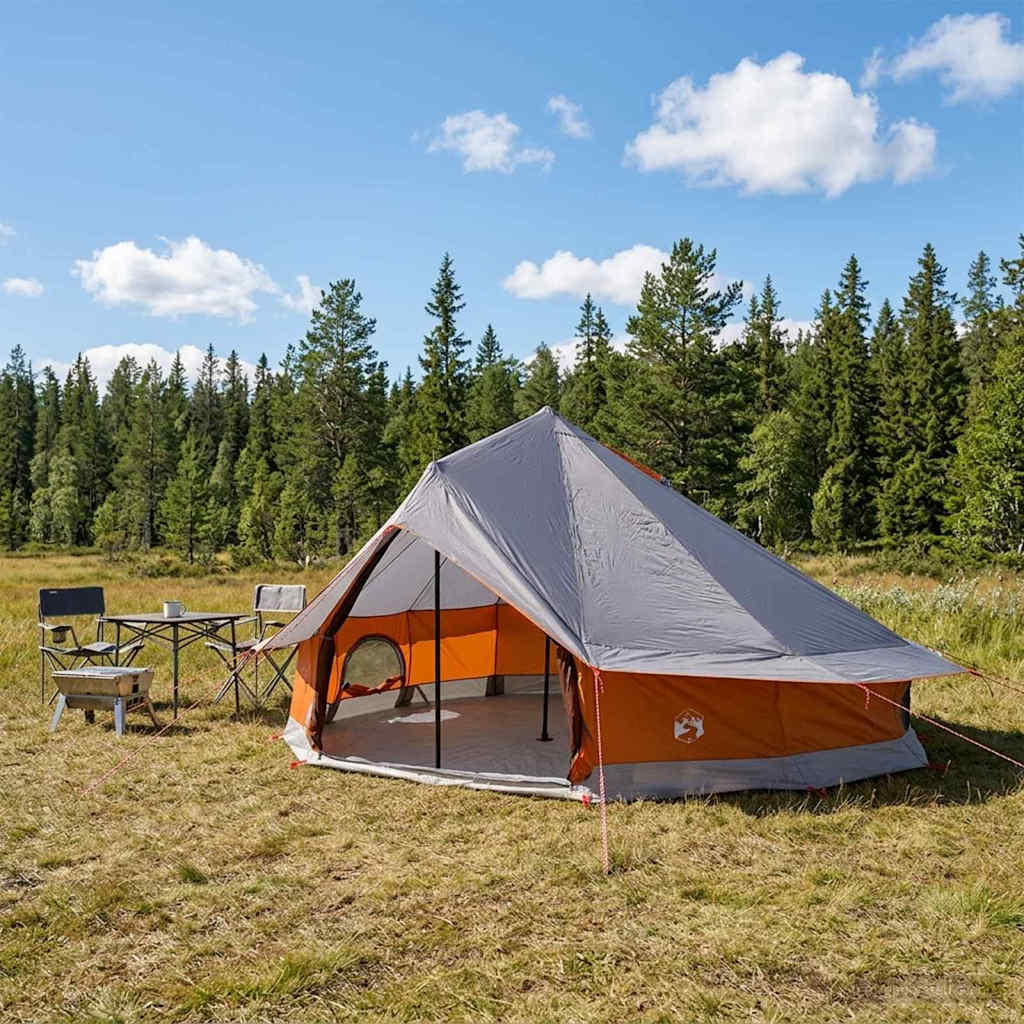 Tenda Tipi 20 persona Grigio e arancione Poliestere e Acciaio
