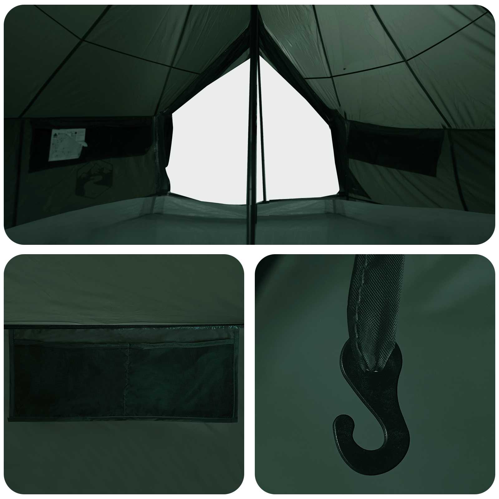 Tenda Tipi 20 persona Verde militare Poliestere e Acciaio