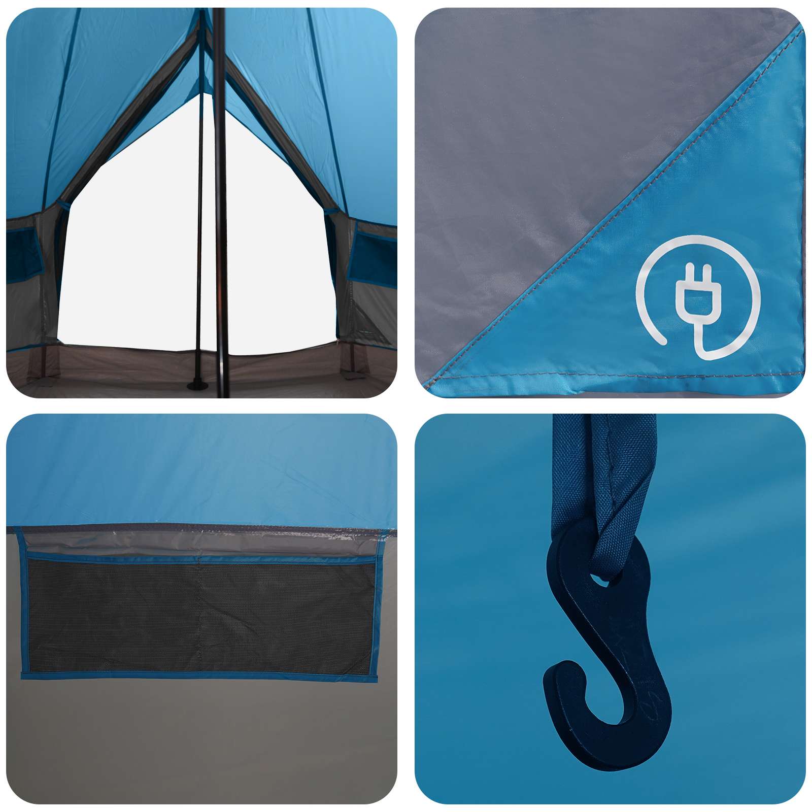 Tenda Tipi 4 persona Blu Poliestere e Acciaio
