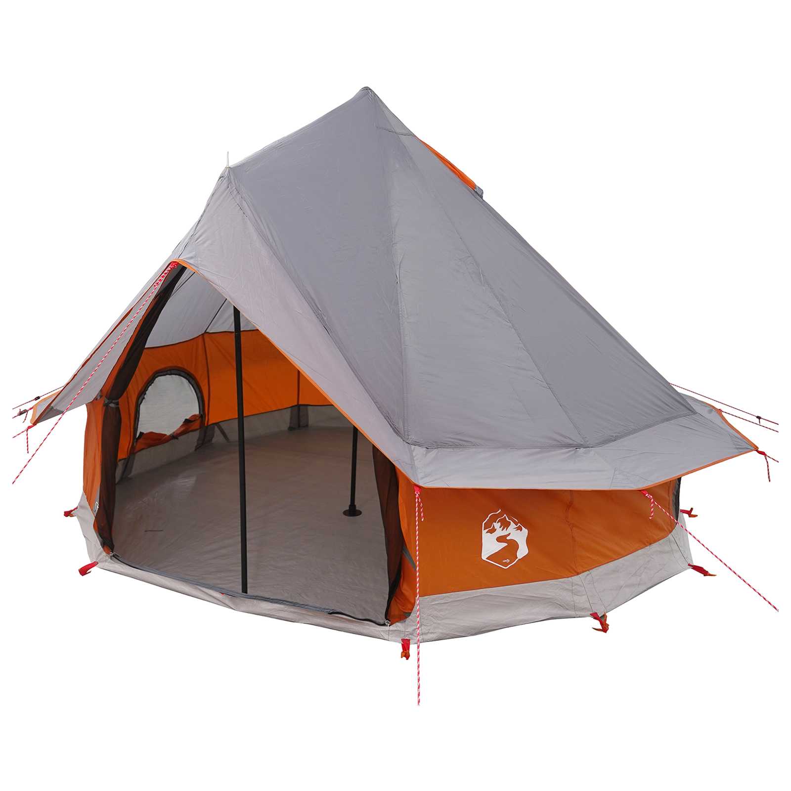 Tenda Tipi 4 persona Grigio e arancione Poliestere e Acciaio