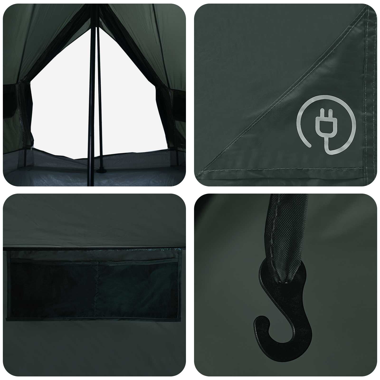 Tenda Tipi 4 persona Verde militare Poliestere e Acciaio