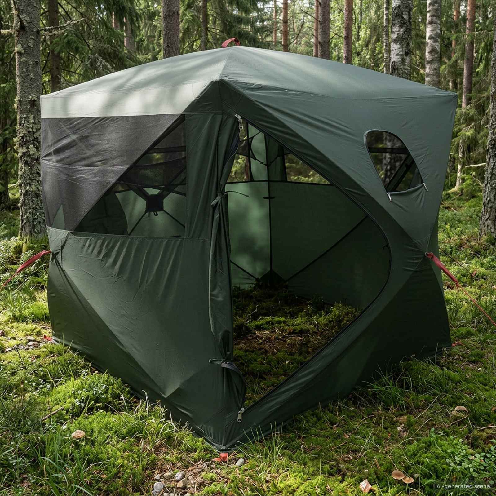 Tenda da Caccia Verde militare 2 persone Poliestere e Acciaio