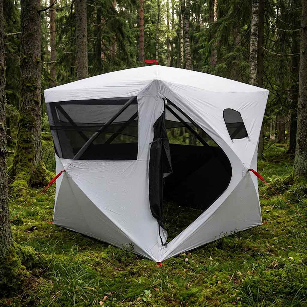 Tenda da Caccia Bianco Blackout 2 persone Poliestere e Acciaio