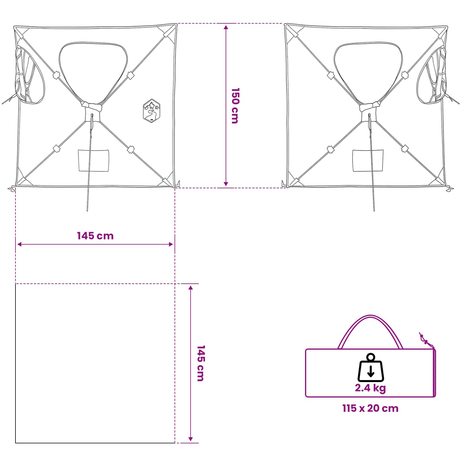 Tenda da Caccia Bianco Blackout 145 x 145 x 150 cm