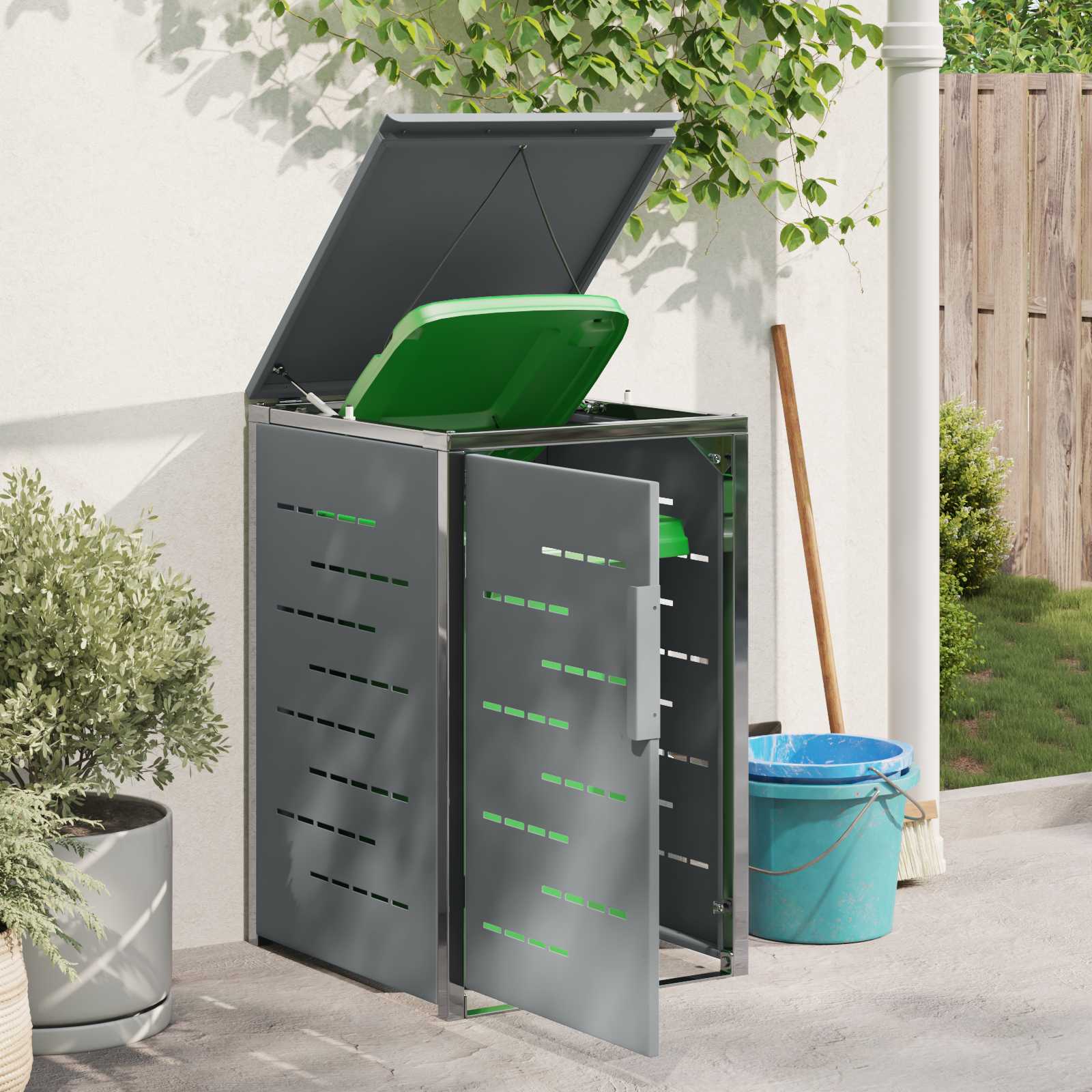 Stoccaggio contenitore a ruote per 1 contenitore 240L Grigio
