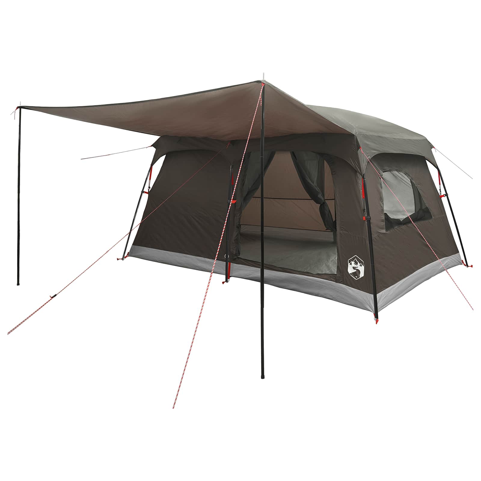 Tenda Familiare 10 persona Marrone Grigio Poliestere e Acciaio