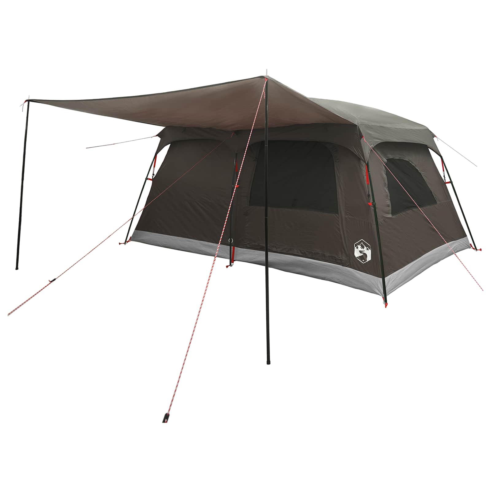 Tenda Familiare 10 persona Marrone Grigio Poliestere e Acciaio